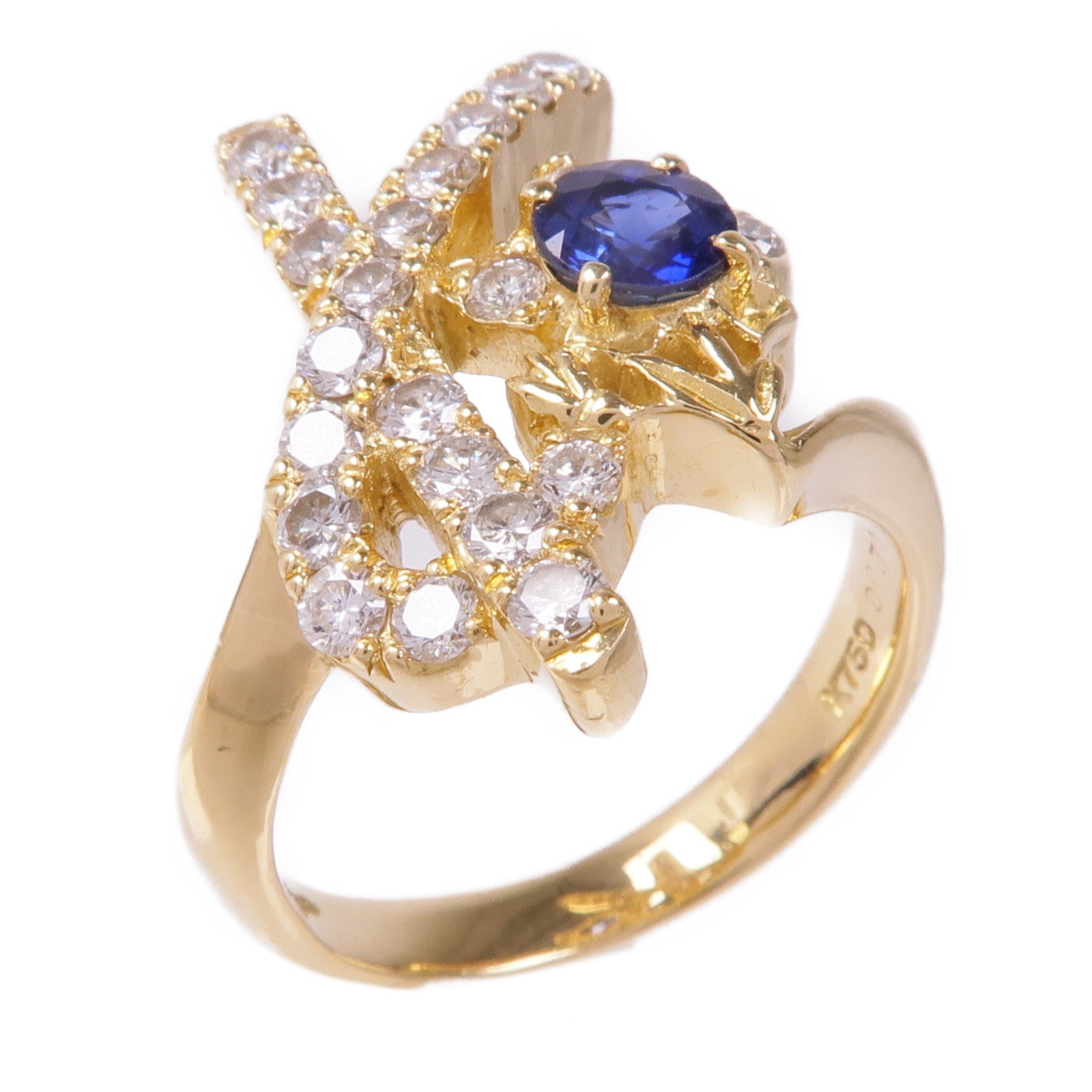 JEWELRY 18K黃金Sapphire Diamond Ring藍寶石/鑽石戒指US#6