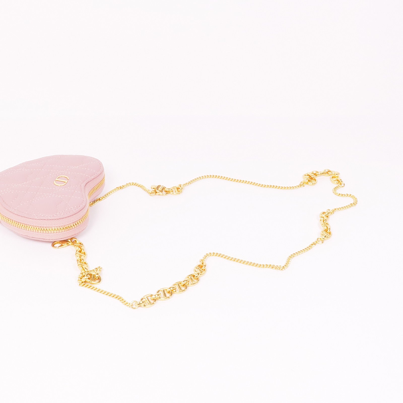 Dior 牛皮皮革Caro Heart Chain Shoulder Bag金扣鏈帶肩背袋