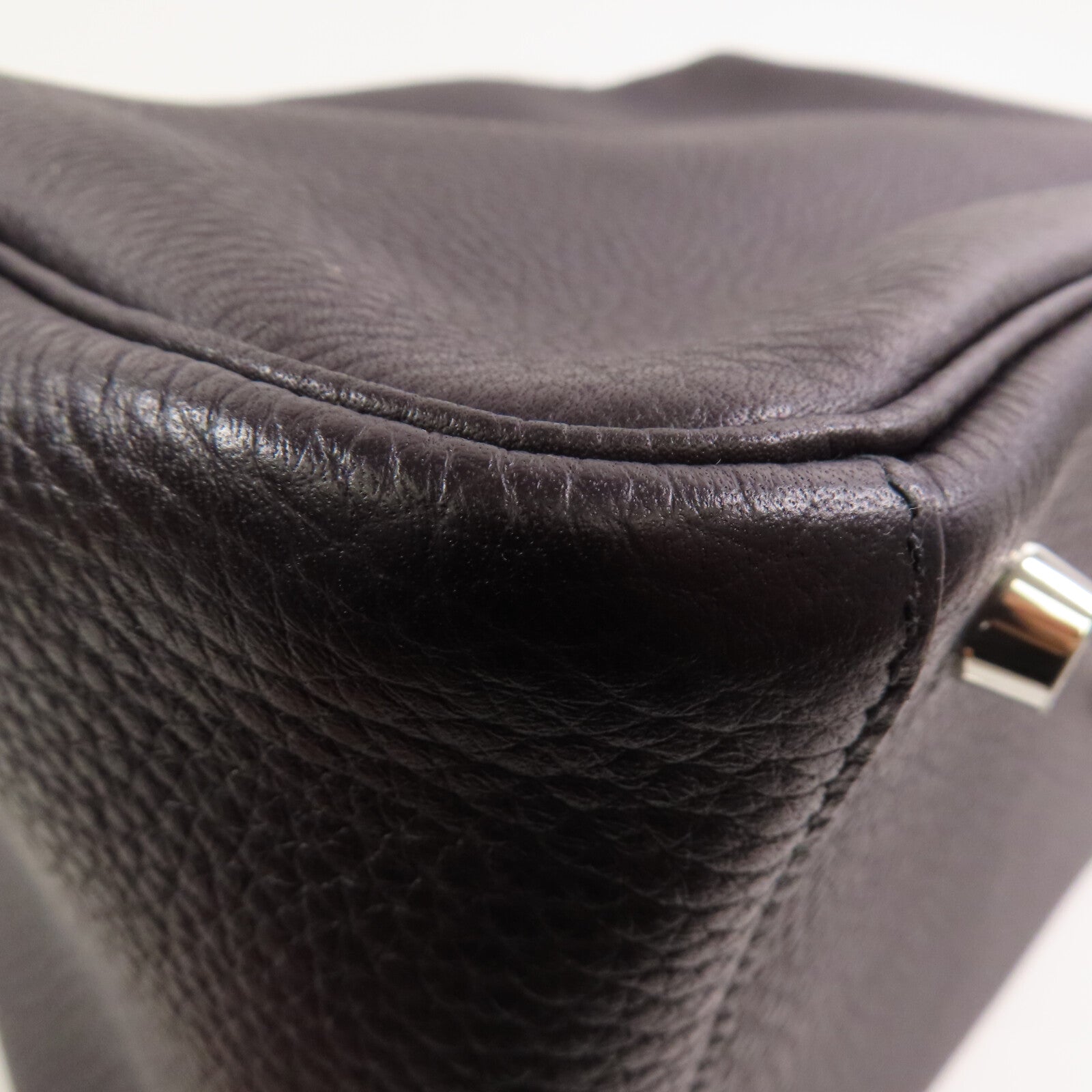 HERMES Clemence皮革Lindy 30銀扣肩背袋Raisin