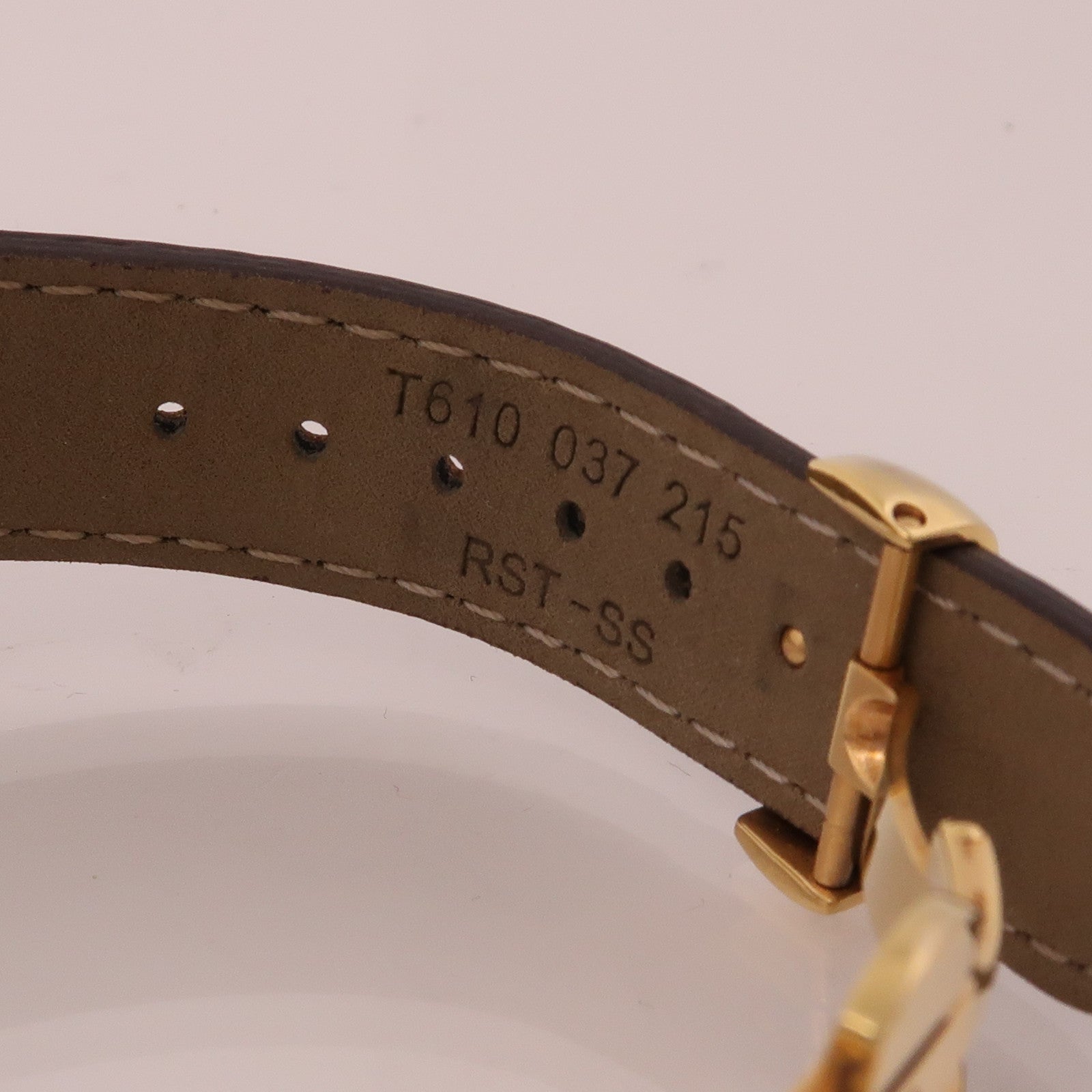 TISSOT Vintage 18K玫瑰金/皮革帶手錶石英機芯銀色