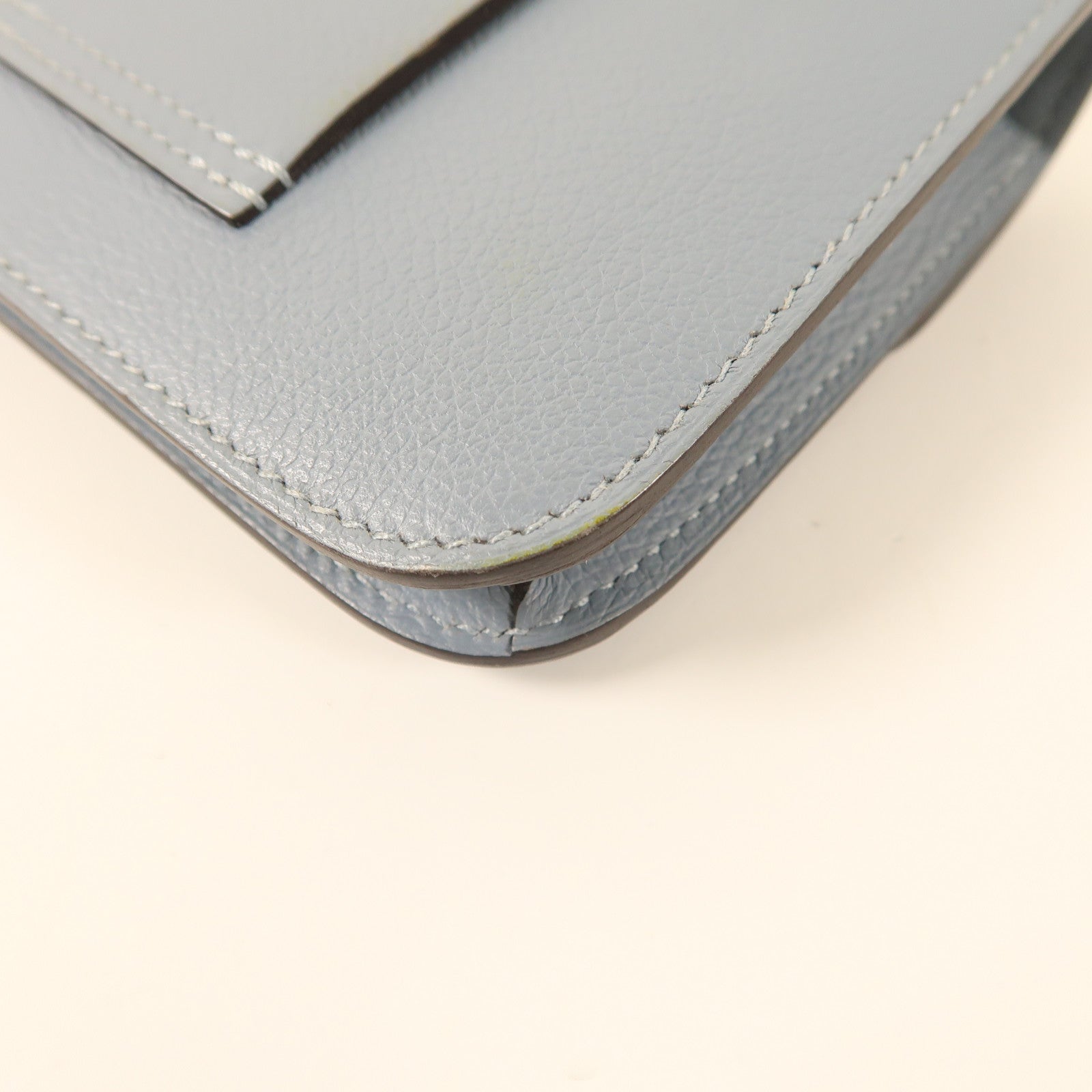 HERMES Clemence皮革Constance Slim銀扣錢包Blue