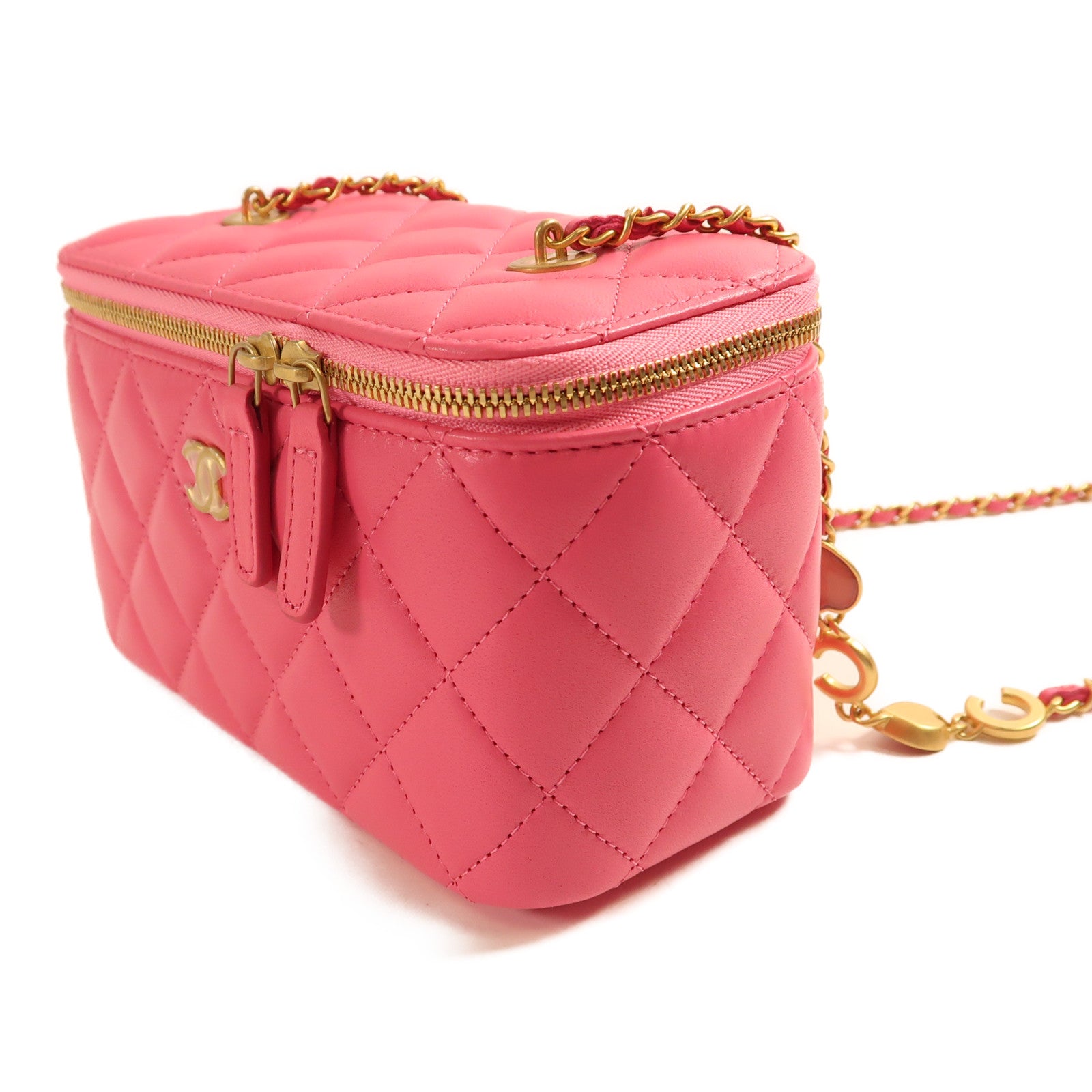 CHANEL 【激減優惠】羊皮皮革Vanity Case金扣鏈帶肩背袋