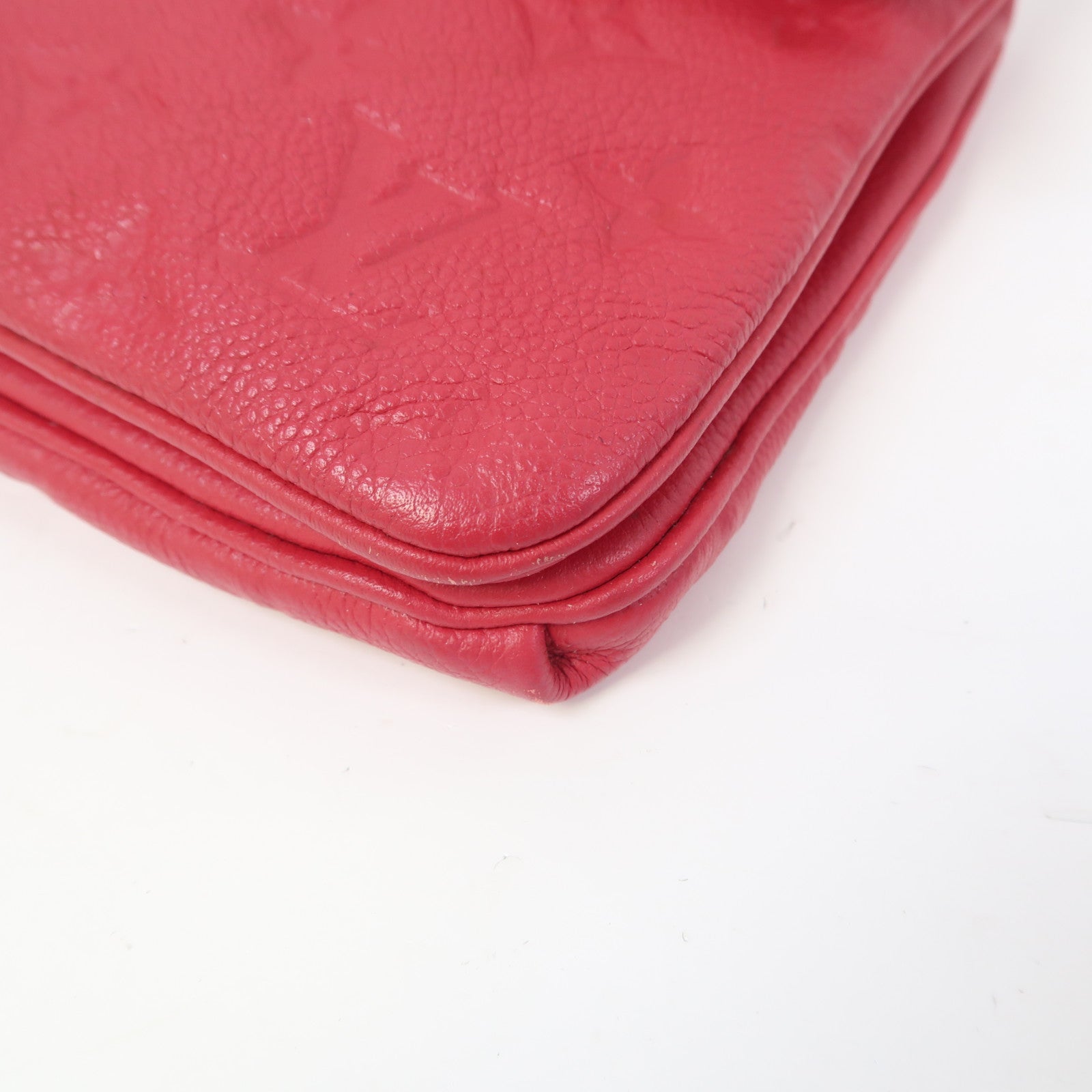 LOUIS VUITTON Monogram Empreinte Twice金扣肩背袋紅色
