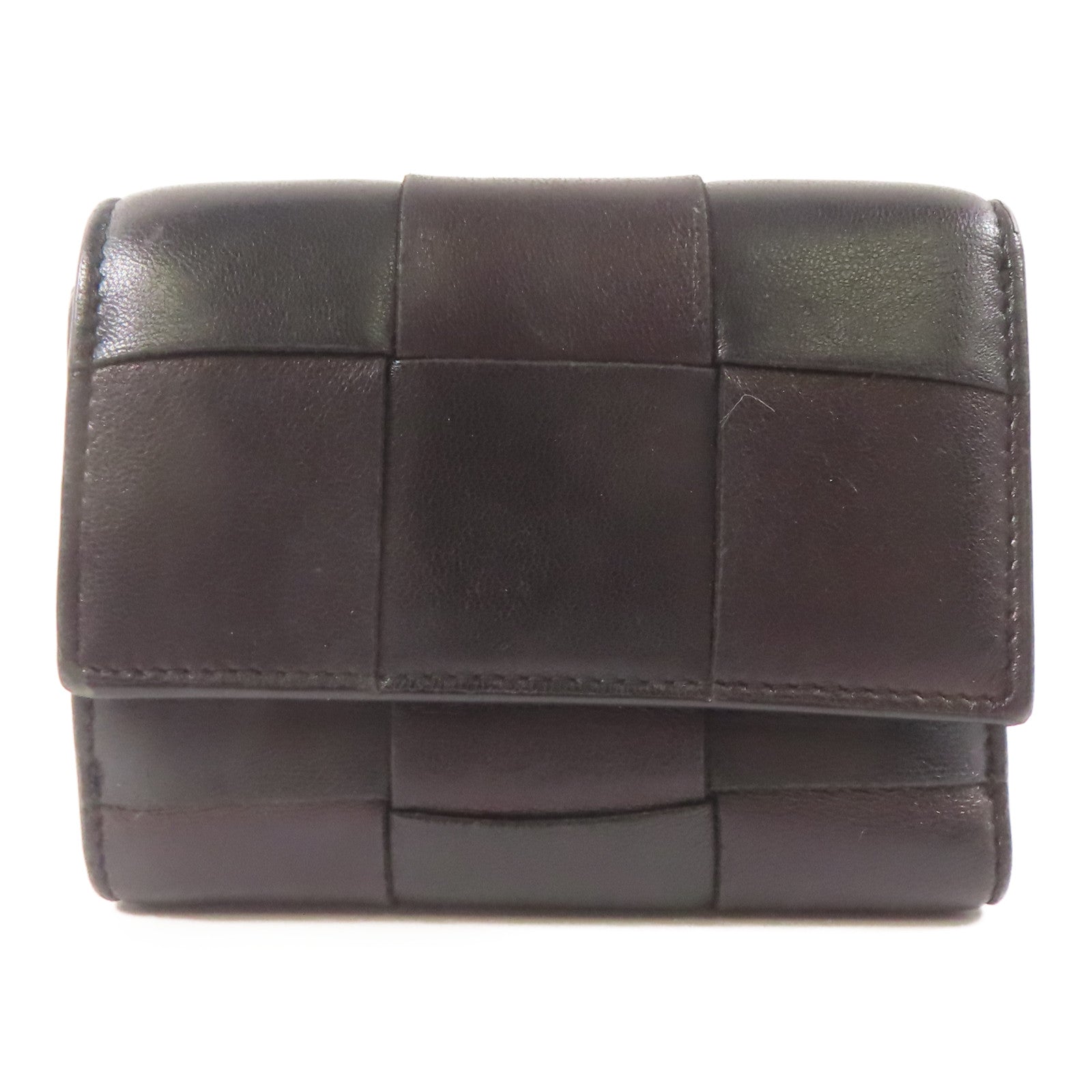 BOTTEGA VENETA 羊皮皮革Fold Wallet金扣錢包黑色/啡色