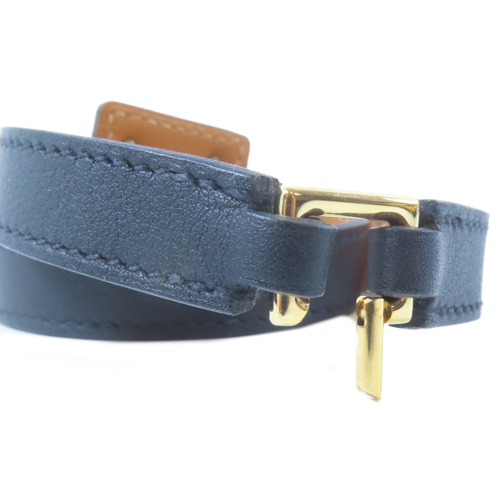 HERMES Swift皮革O'Kelly Bracelet金扣手鐲黑色