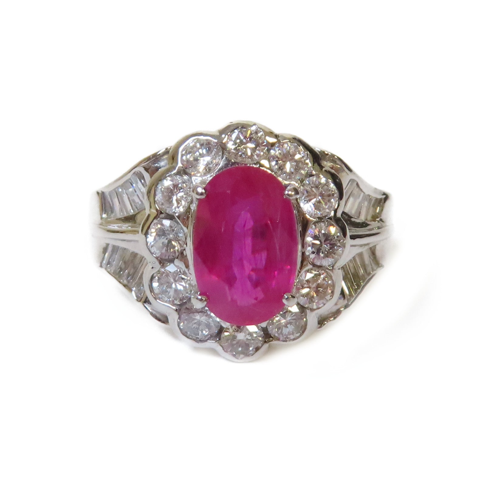 JEWELRY 【激減優惠】PT900鉑金/2.10ct紅寶石/1.12ct鑽石Ruby Ring戒指US#5.5