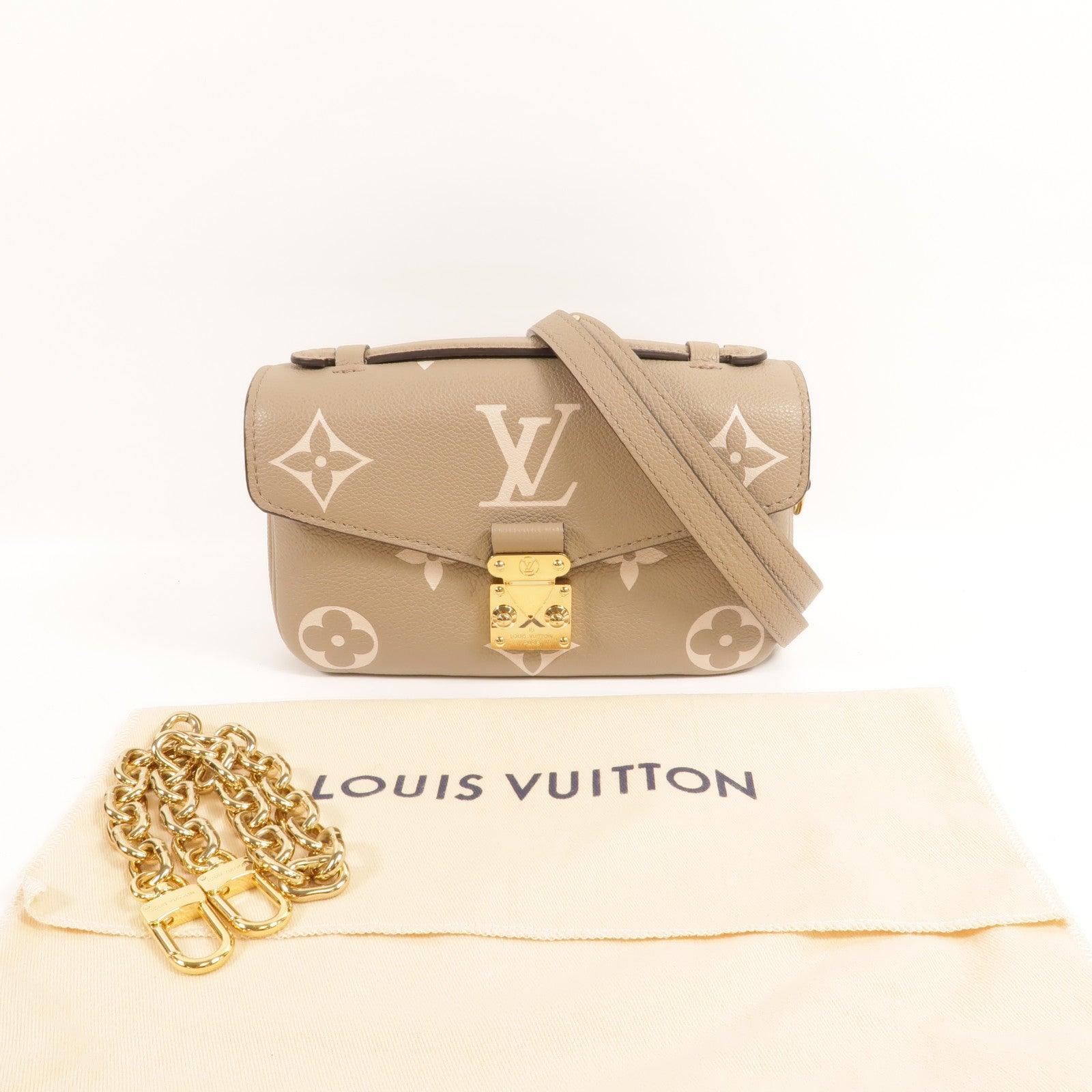 LOUIS VUITTON Monogram Empreinte Pochette Metis East West金扣手挽肩背兩用袋