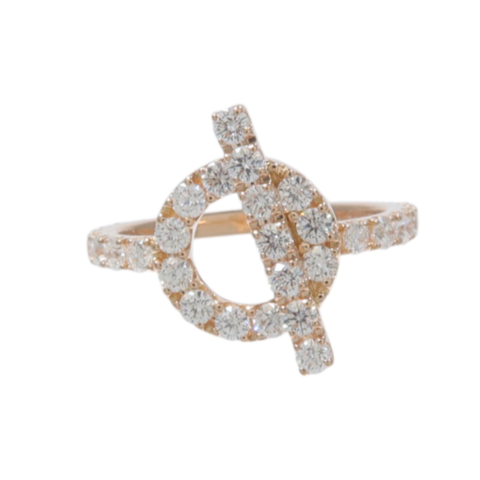 HERMES 18K玫瑰金Finesse Ring鑽石戒指