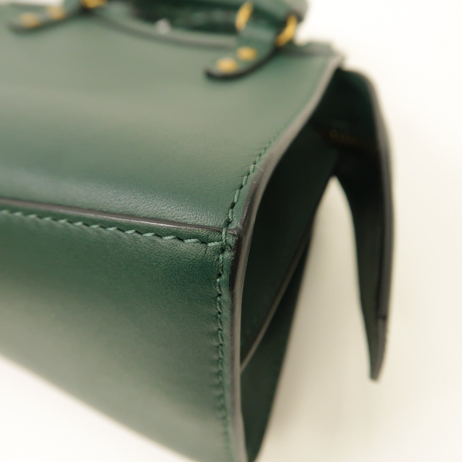 BALENCIAGA 皮革Neo Classic金扣手挽肩背兩用袋綠色