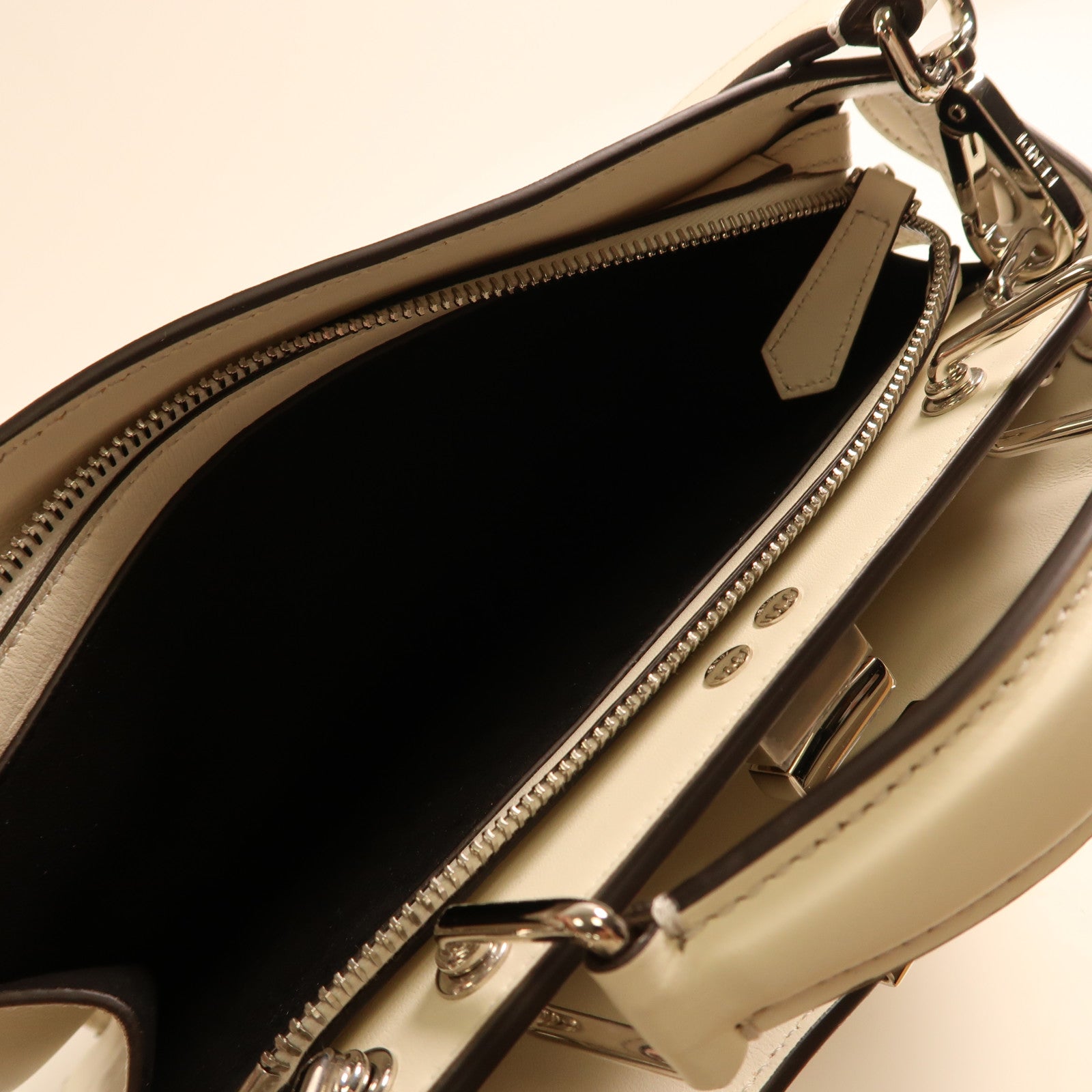 FENDI SHW Peekaboo 2Way Shoulder Handbag Calfskin Leather 7VA530 White