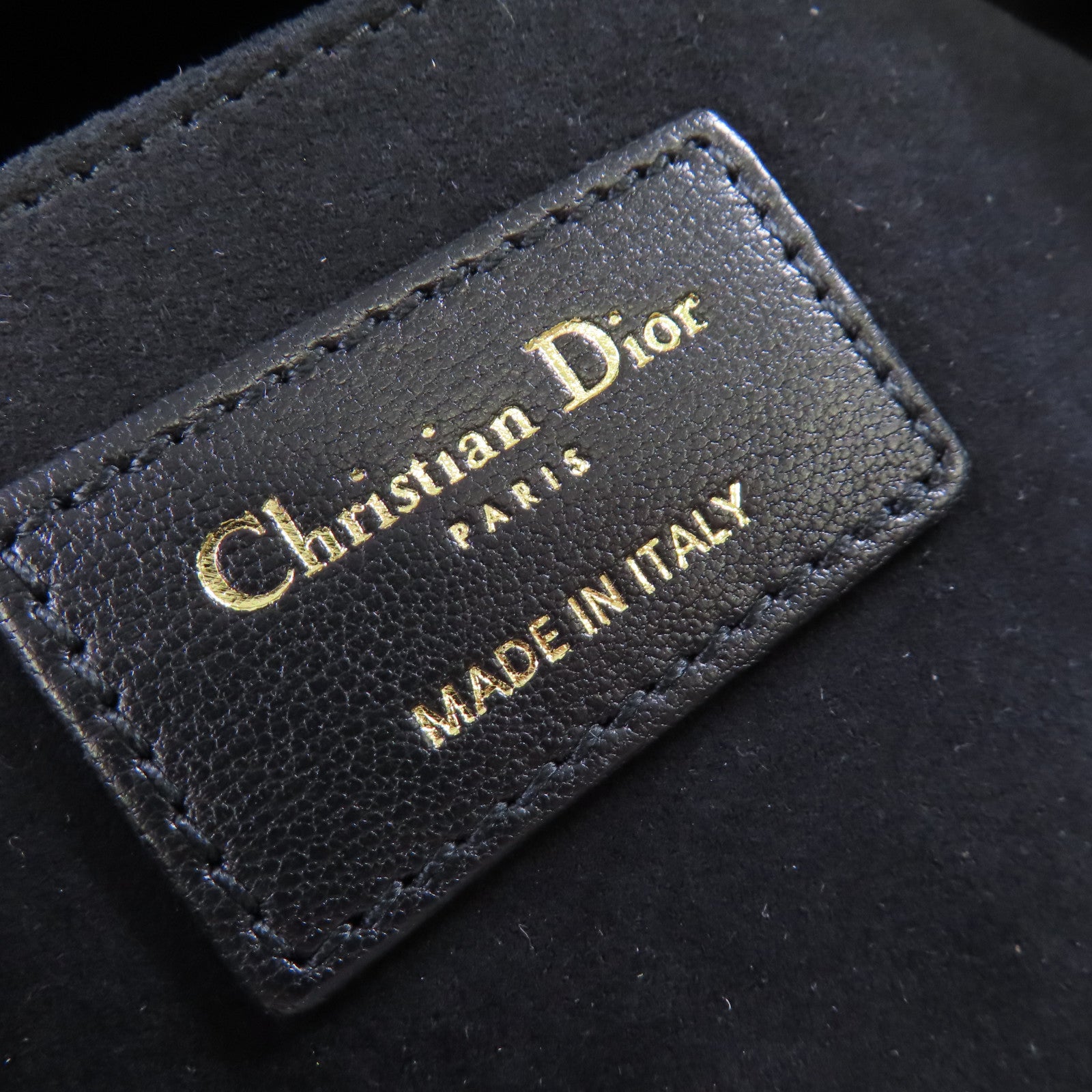 Dior 牛皮皮革Bucket Bag金扣鏈帶肩背袋黑色