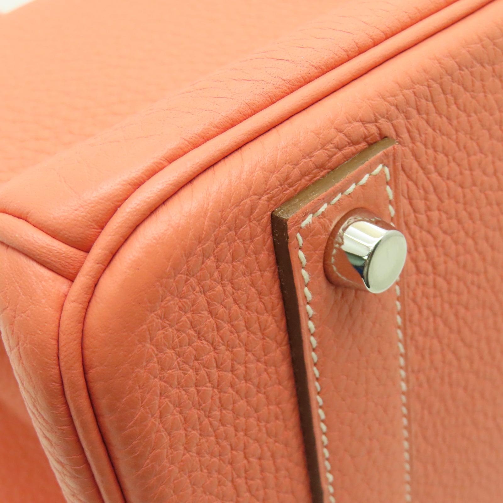 HERMES 【清倉大減價】Taurillon Clemence皮革Birkin 40銀扣手挽袋龍蝦粉色