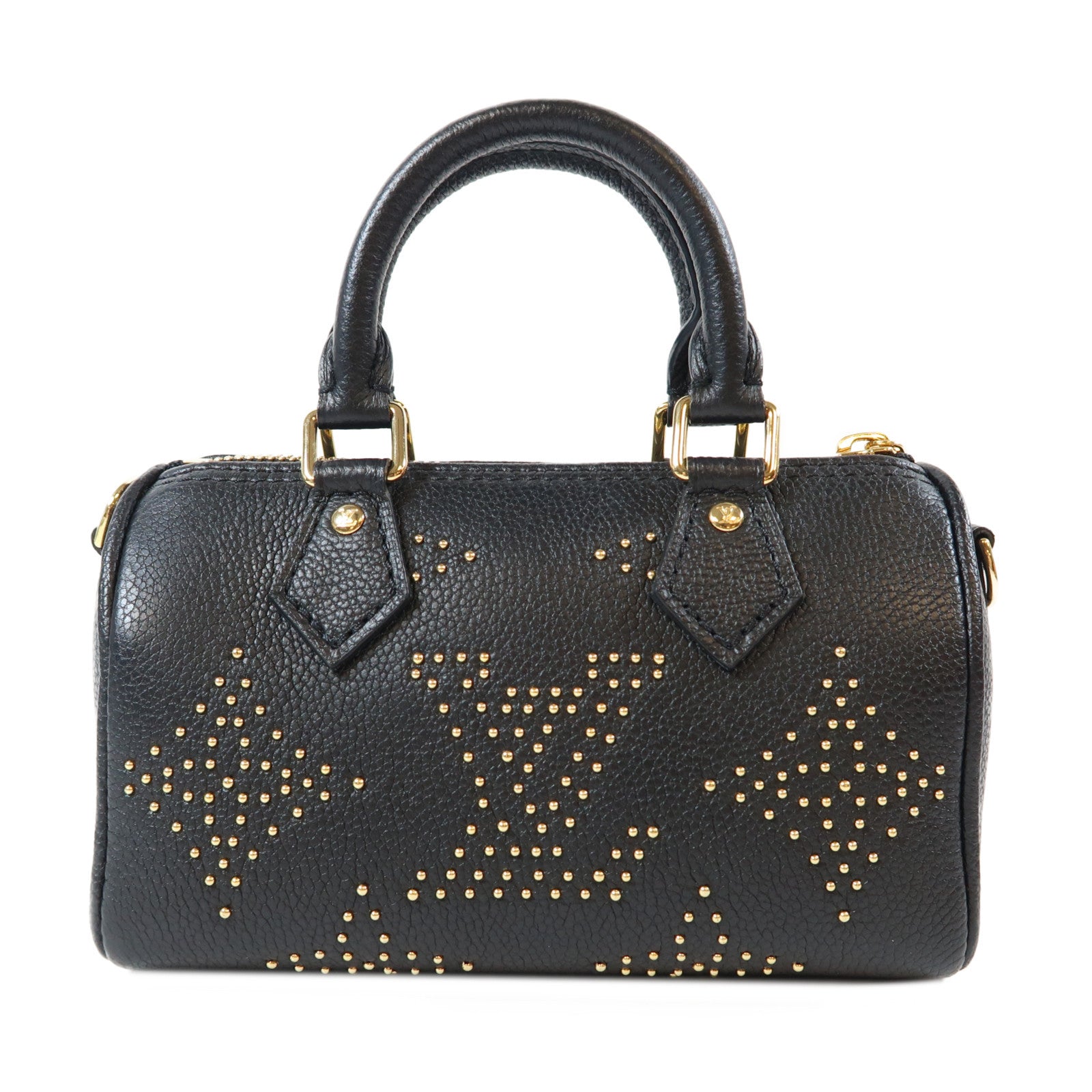 LOUIS VUITTON Monogram Empreinte Nano Speedy金扣手挽肩背兩用袋黑色
