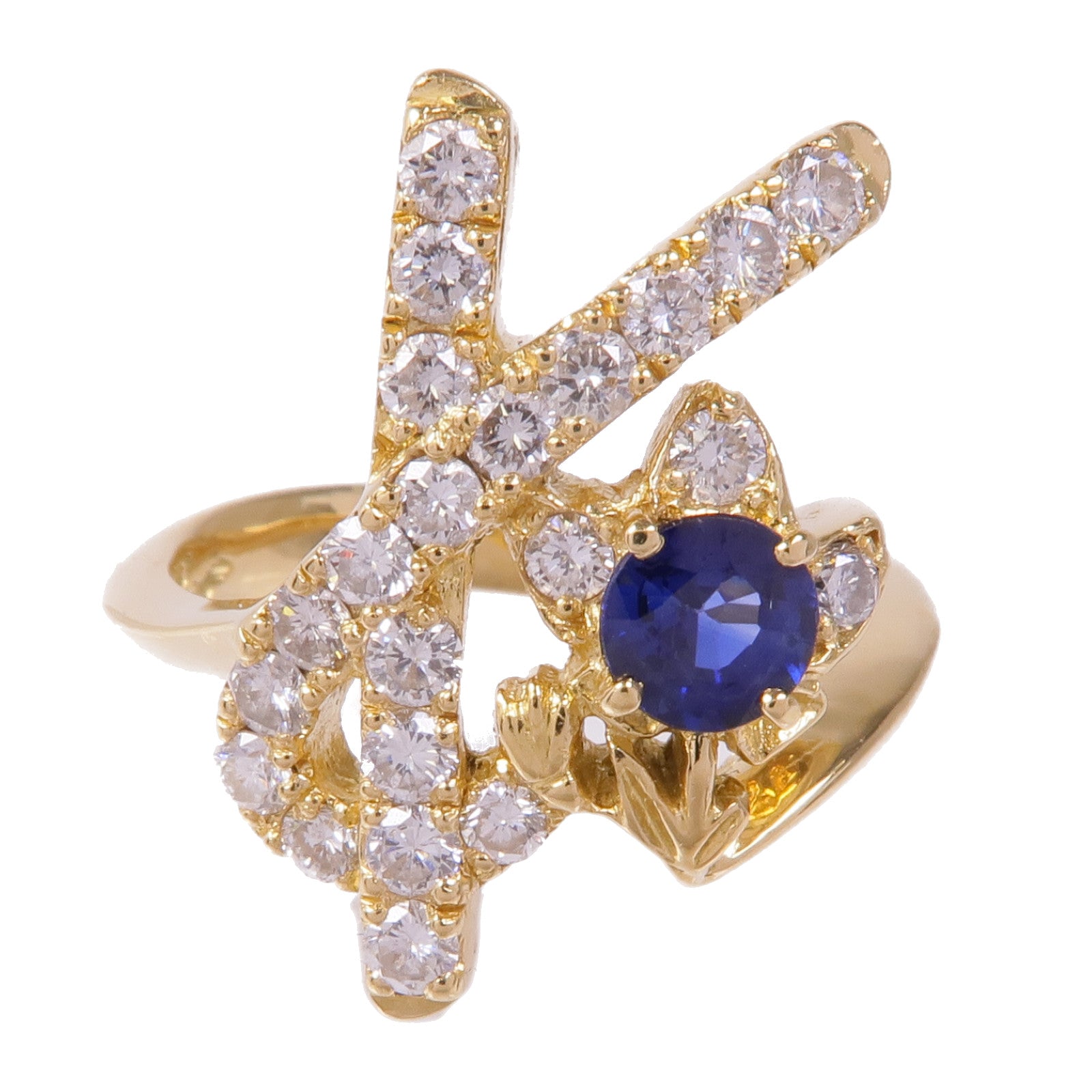 JEWELRY 18K黃金Sapphire Diamond Ring藍寶石/鑽石戒指US#6