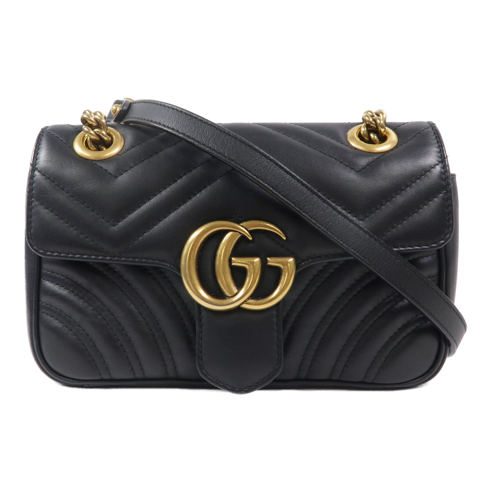 GUCCI 牛皮皮革GG Marmont鏈帶肩背袋