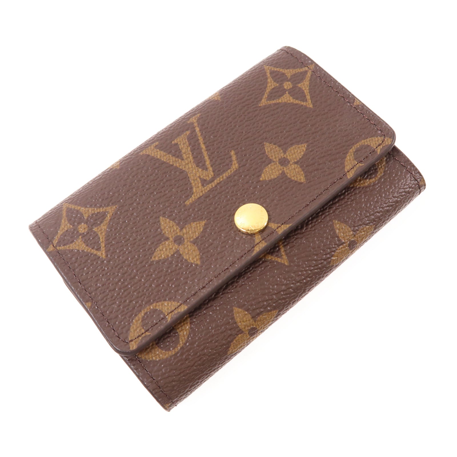 LOUIS VUITTON Monogram 6 Key Holder金扣鎖匙包棕色