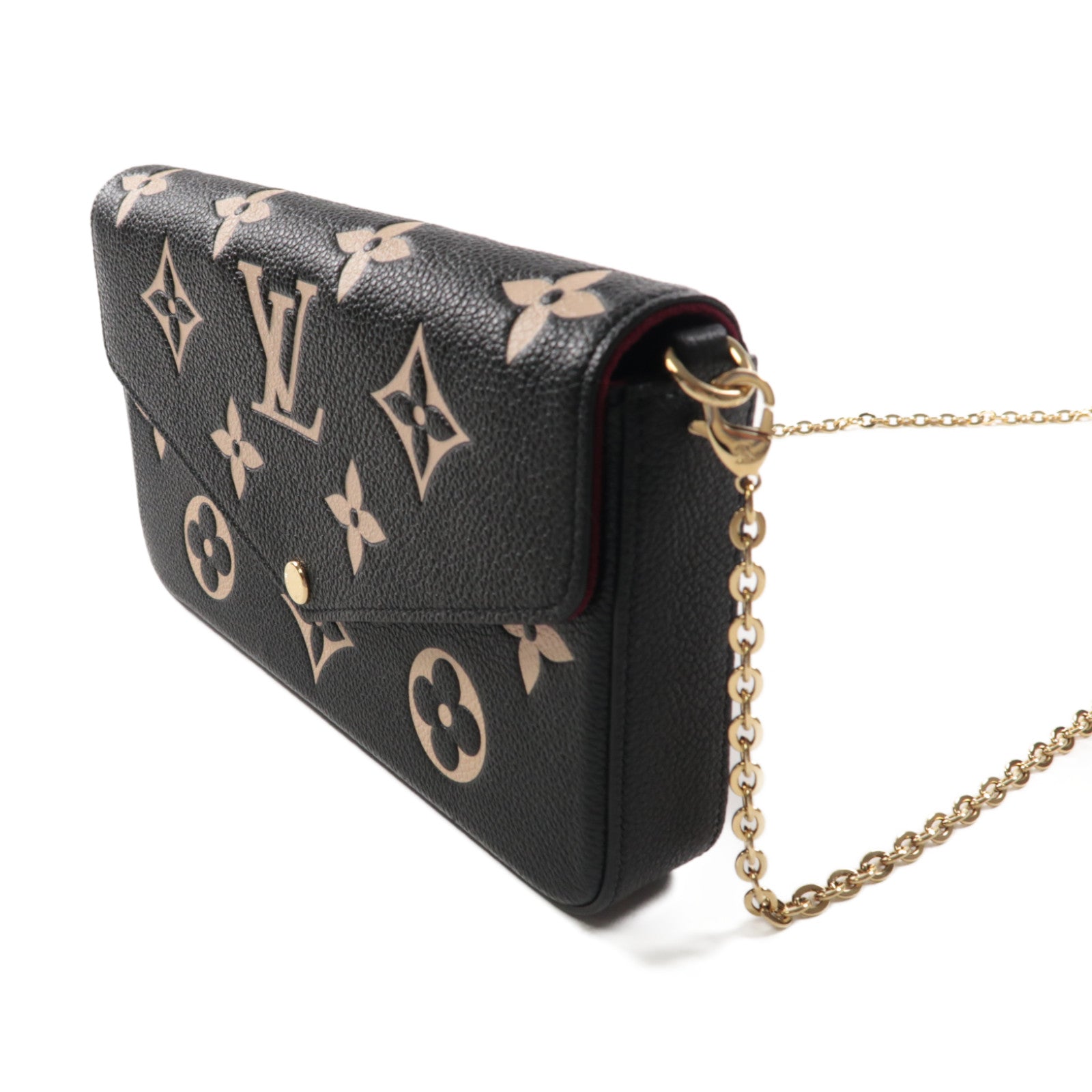 LOUIS VUITTON Monogram Empreinte Felicie Pochette鏈帶肩背袋黑色/米色