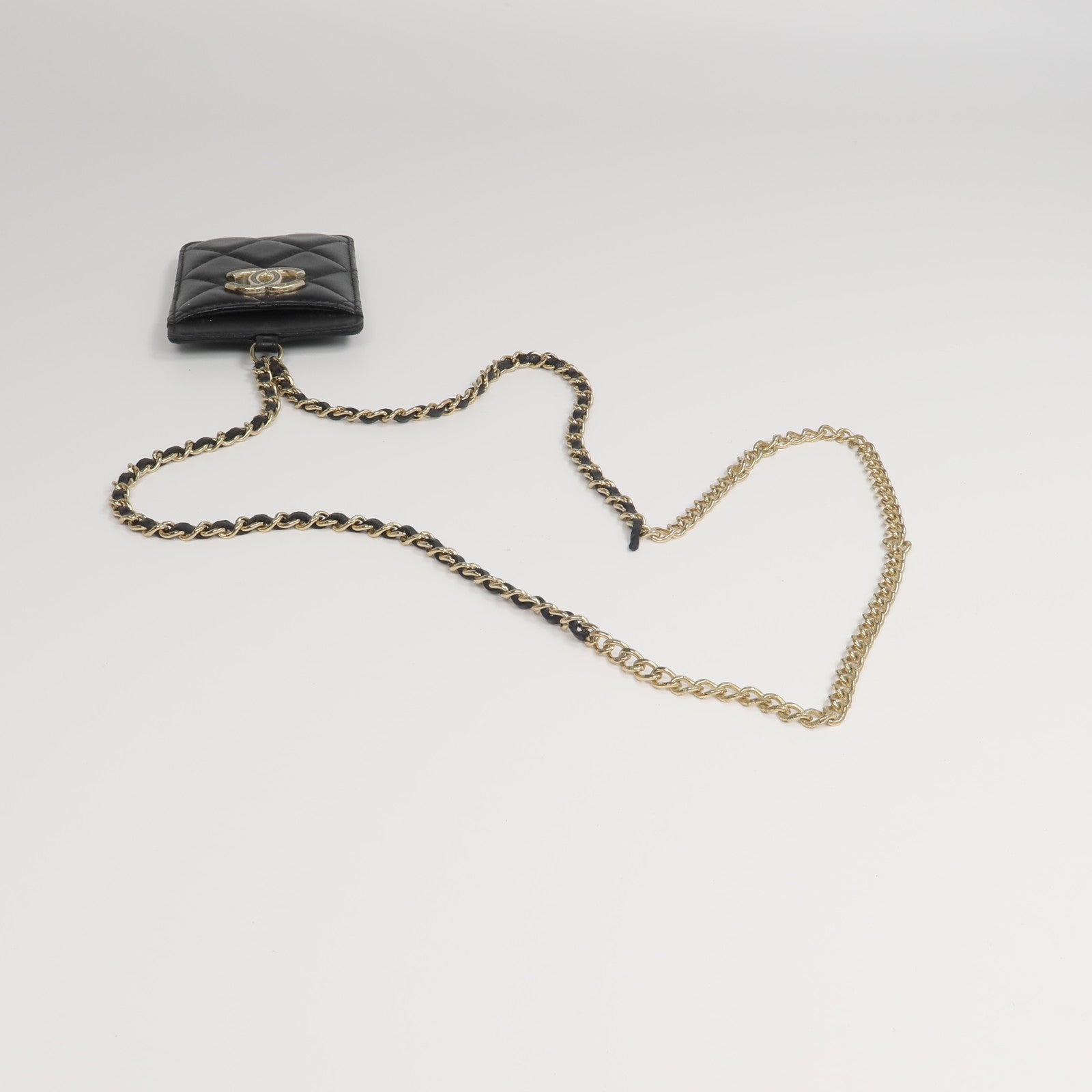 CHANEL 羊皮皮革Card Holder鏈帶卡片套