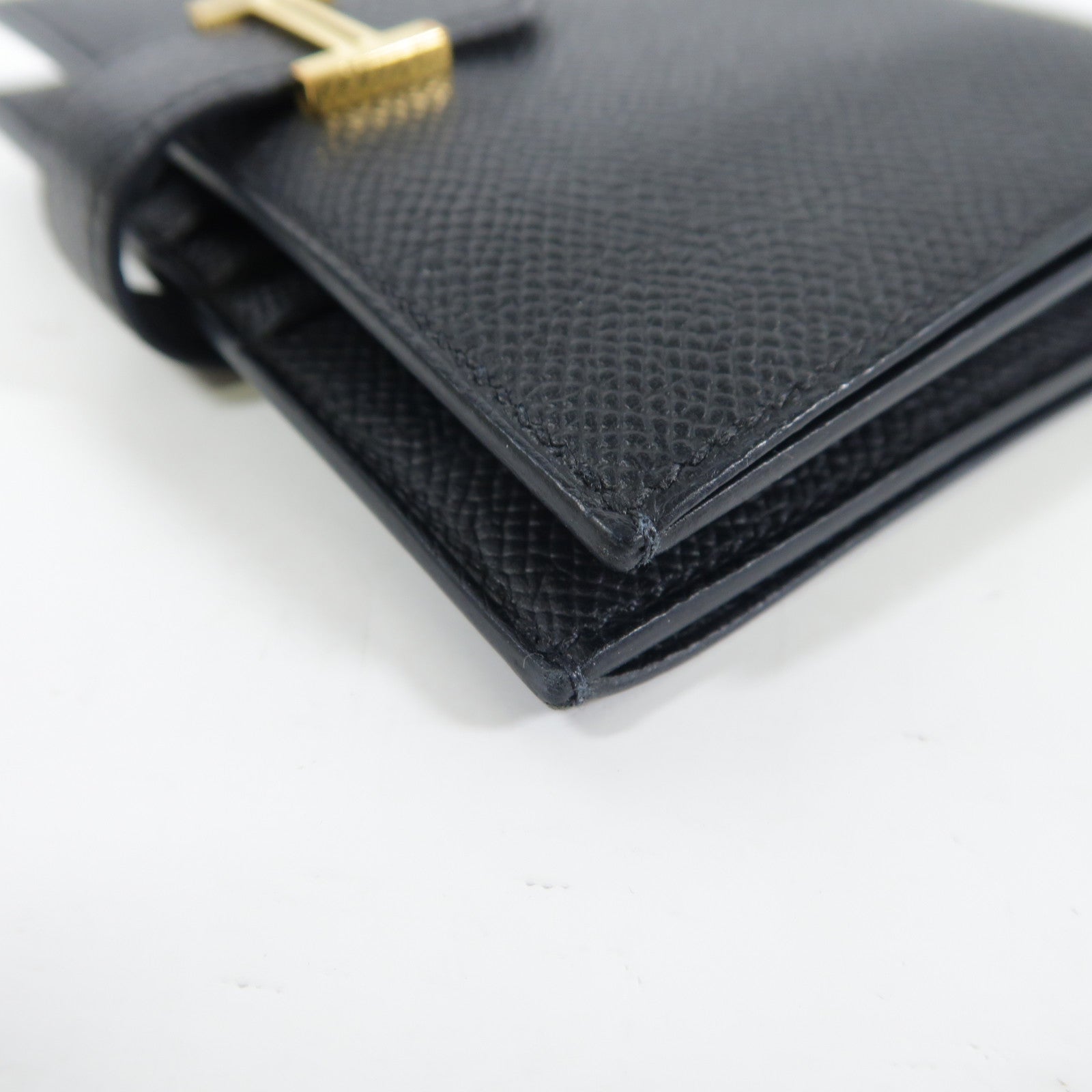 HERMES Epsom皮革Bearn Compact金扣錢包Noir
