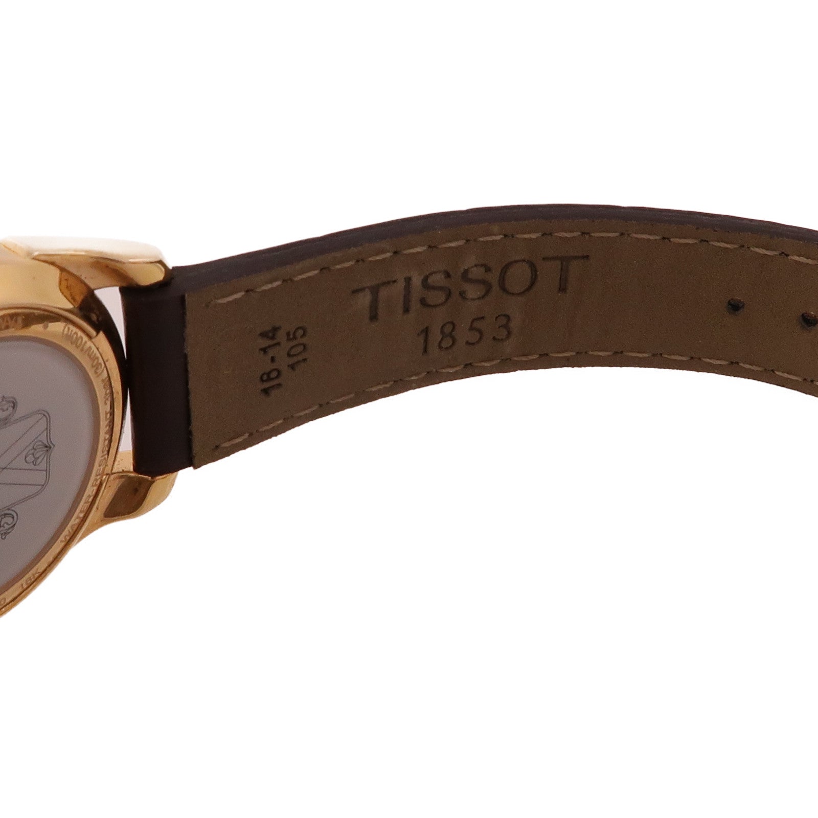 TISSOT Vintage 18K玫瑰金/皮革帶手錶石英機芯銀色