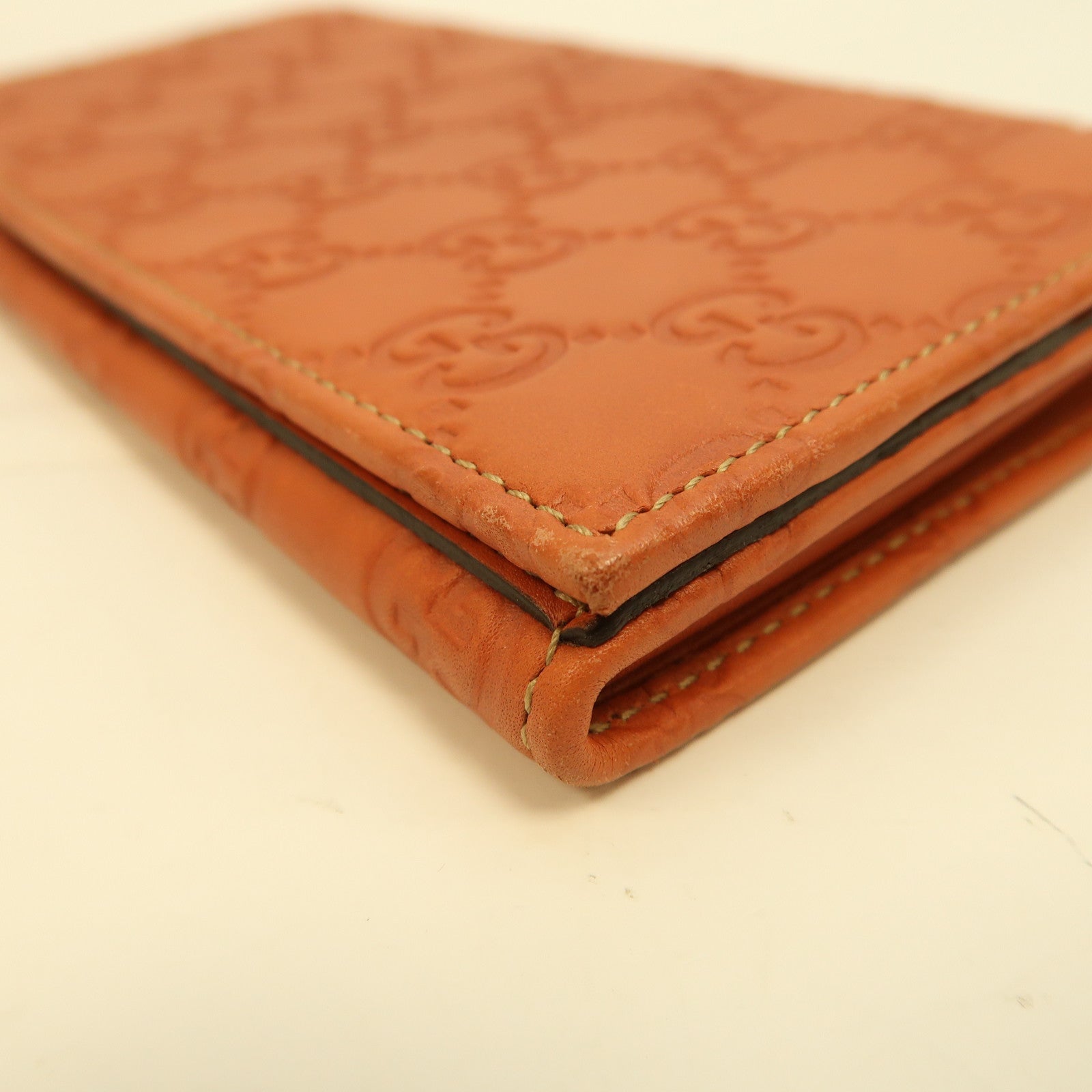 GUCCI 牛皮皮革Long Wallet金扣長錢包橙色
