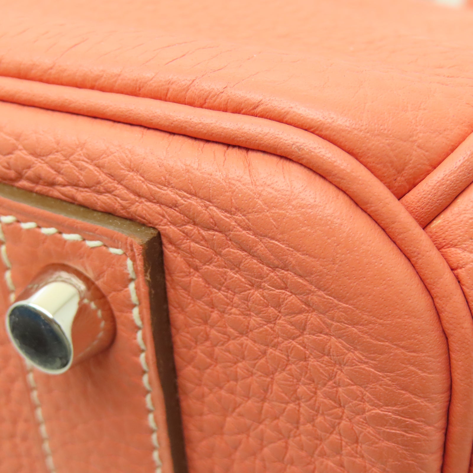 HERMES 【清倉大減價】Taurillon Clemence皮革Birkin 40銀扣手挽袋龍蝦粉色