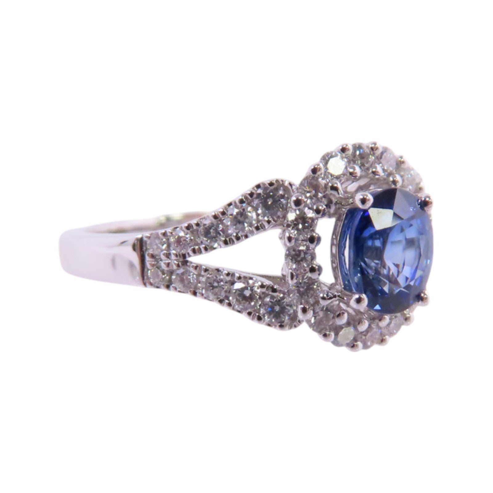 JEWELRY 18K白金/藍寶石/鑽石Sapphire Diamond Ring戒指US#5.5