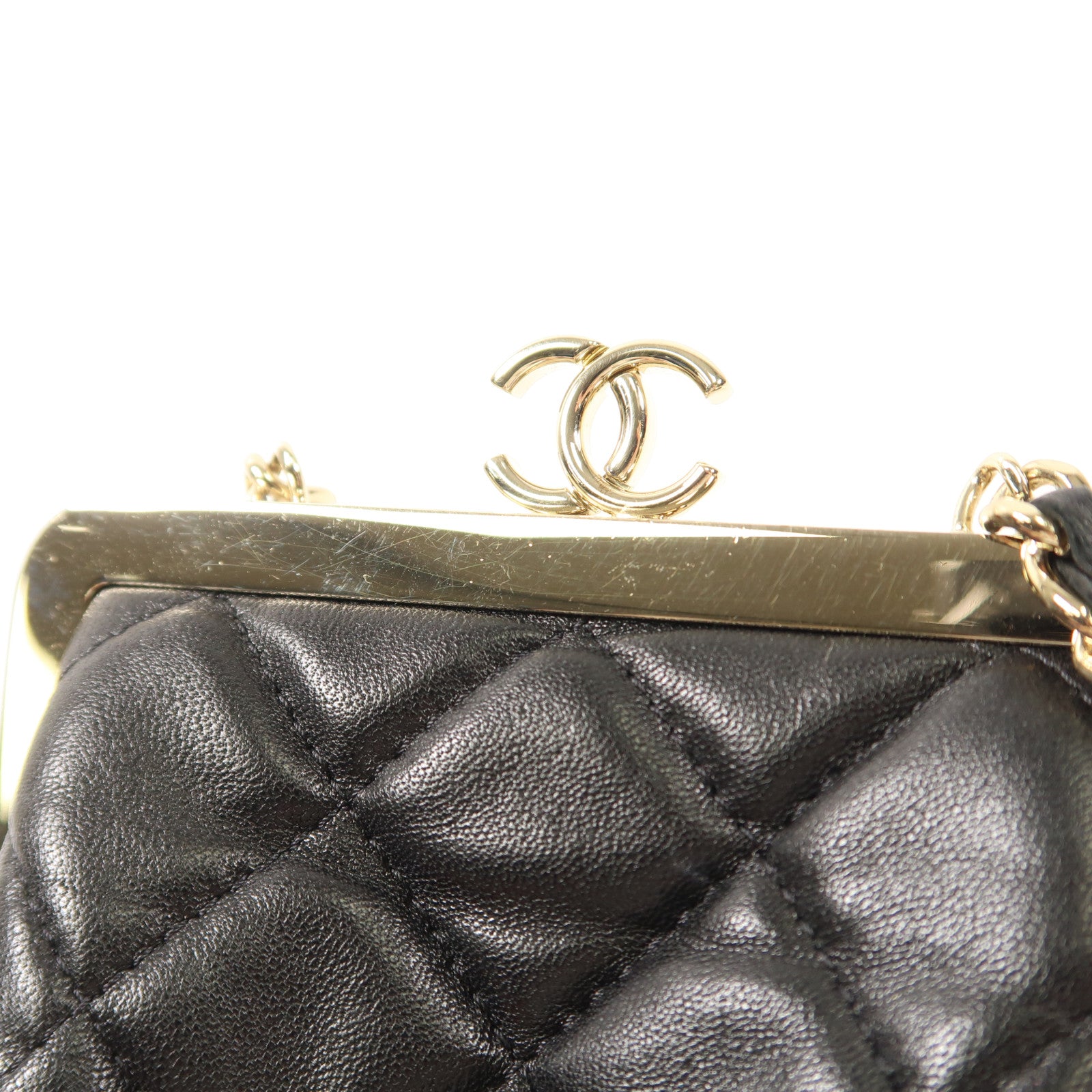 CHANEL 羊皮皮革Mini Chain Shoulder Bag金扣鏈帶肩背袋