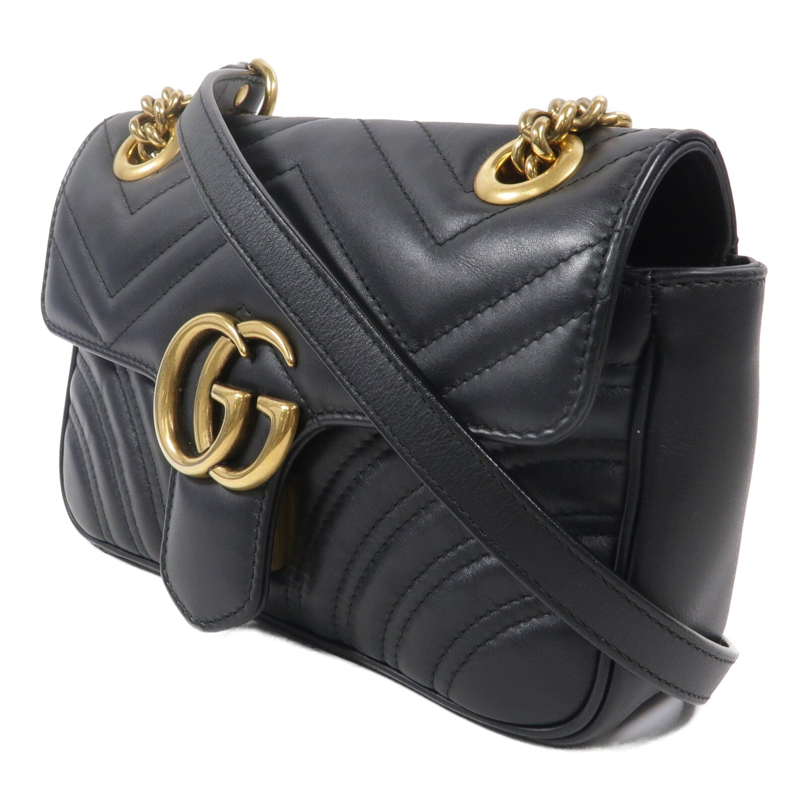 GUCCI 牛皮皮革GG Marmont鏈帶肩背袋