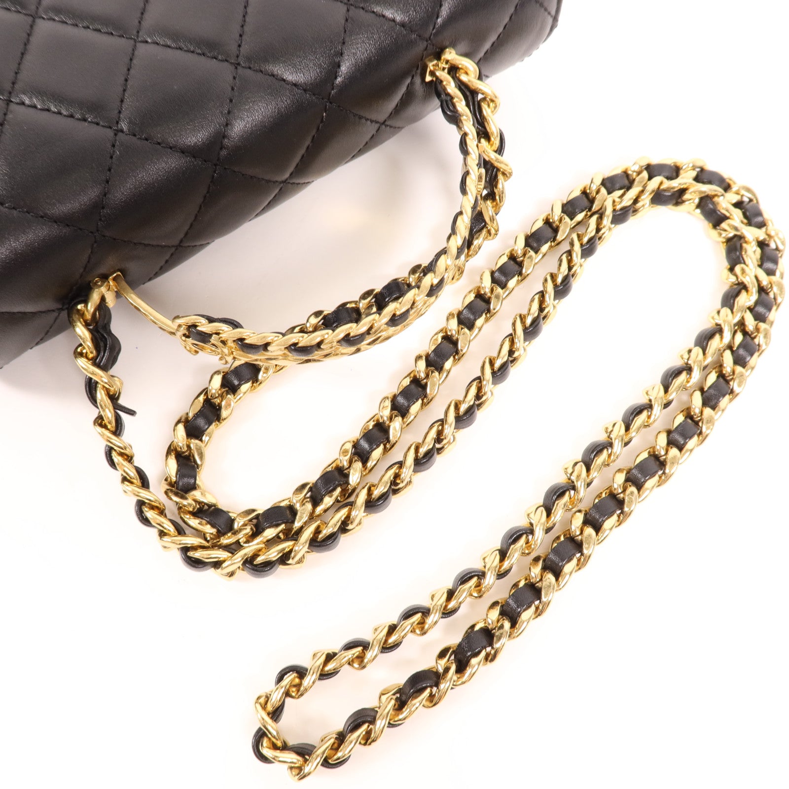 CHANEL 牛皮皮革Chain Shoulder金扣手挽肩背兩用袋