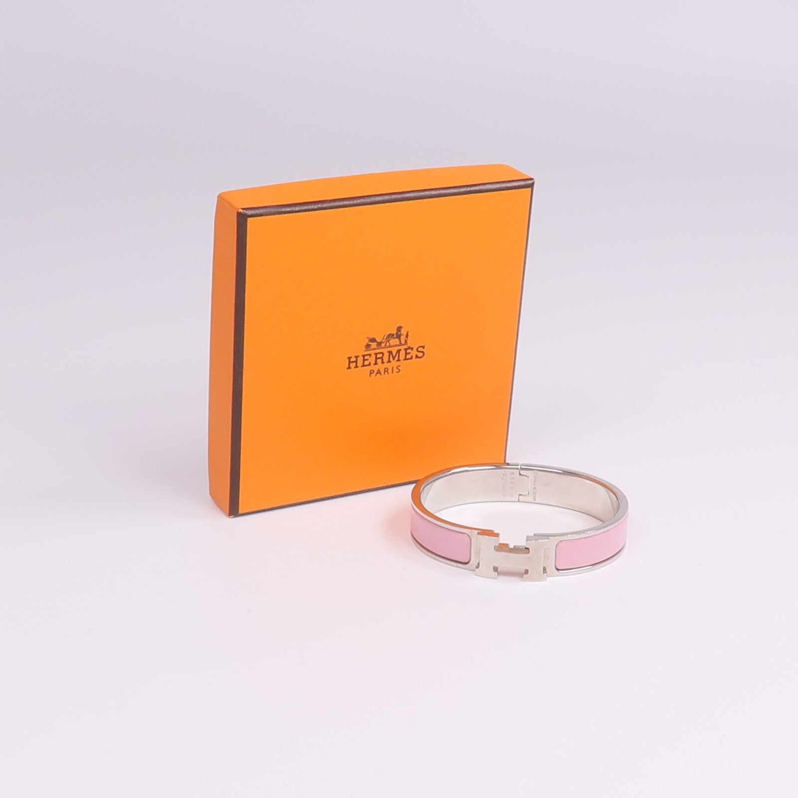HERMES 金屬/琺瑯Clic H Bracelet銀扣手鐲