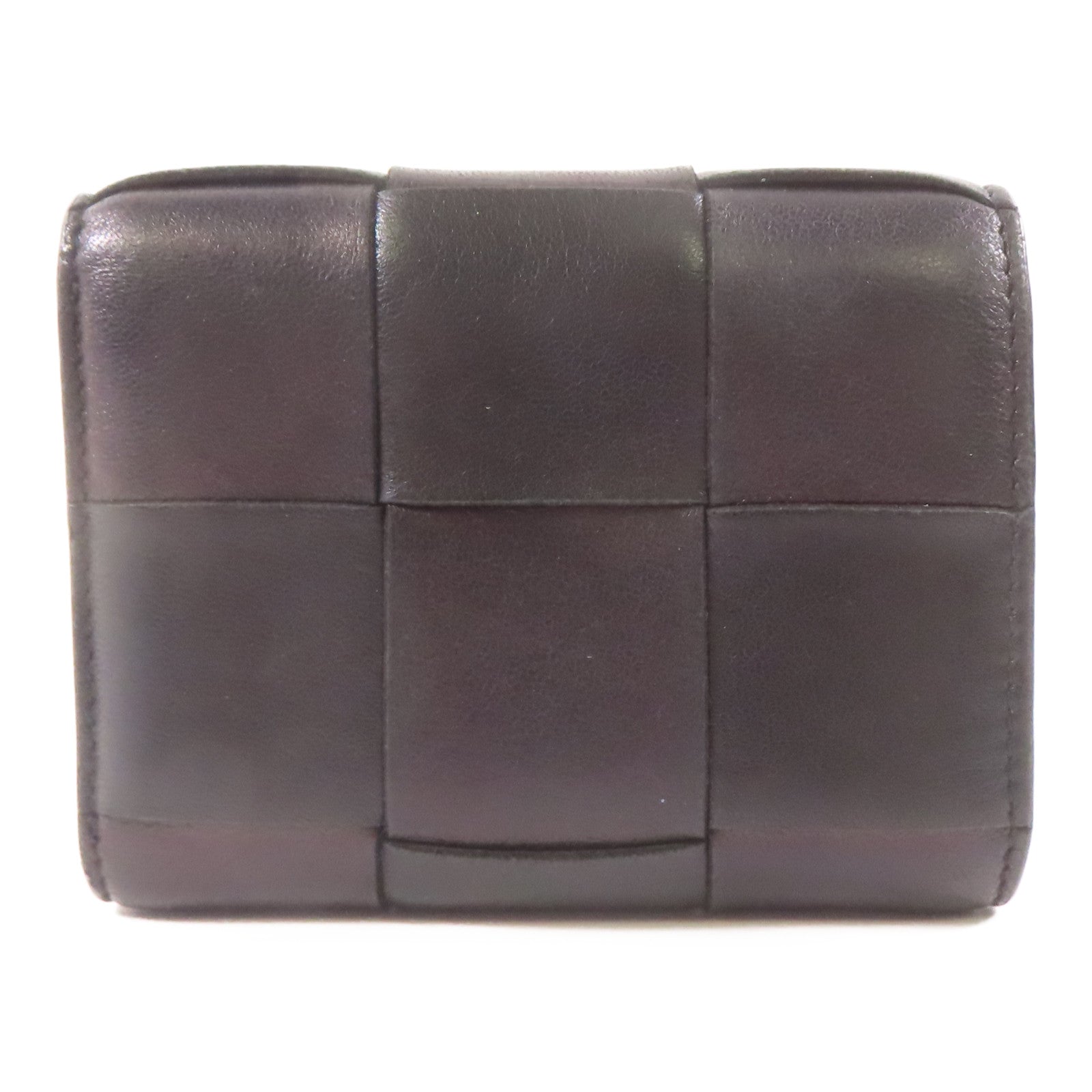 BOTTEGA VENETA 羊皮皮革Fold Wallet金扣錢包黑色/啡色