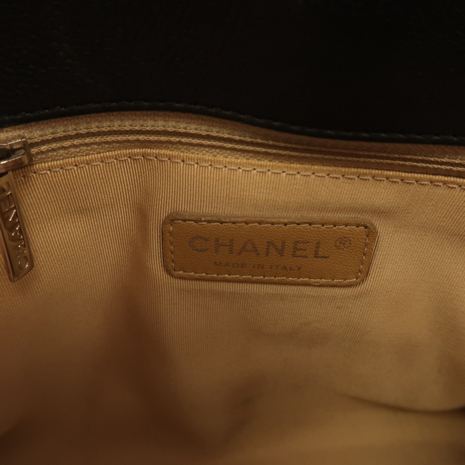 CHANEL 牛皮皮革Shoulder Tote銀扣鏈帶肩背袋/手挽袋