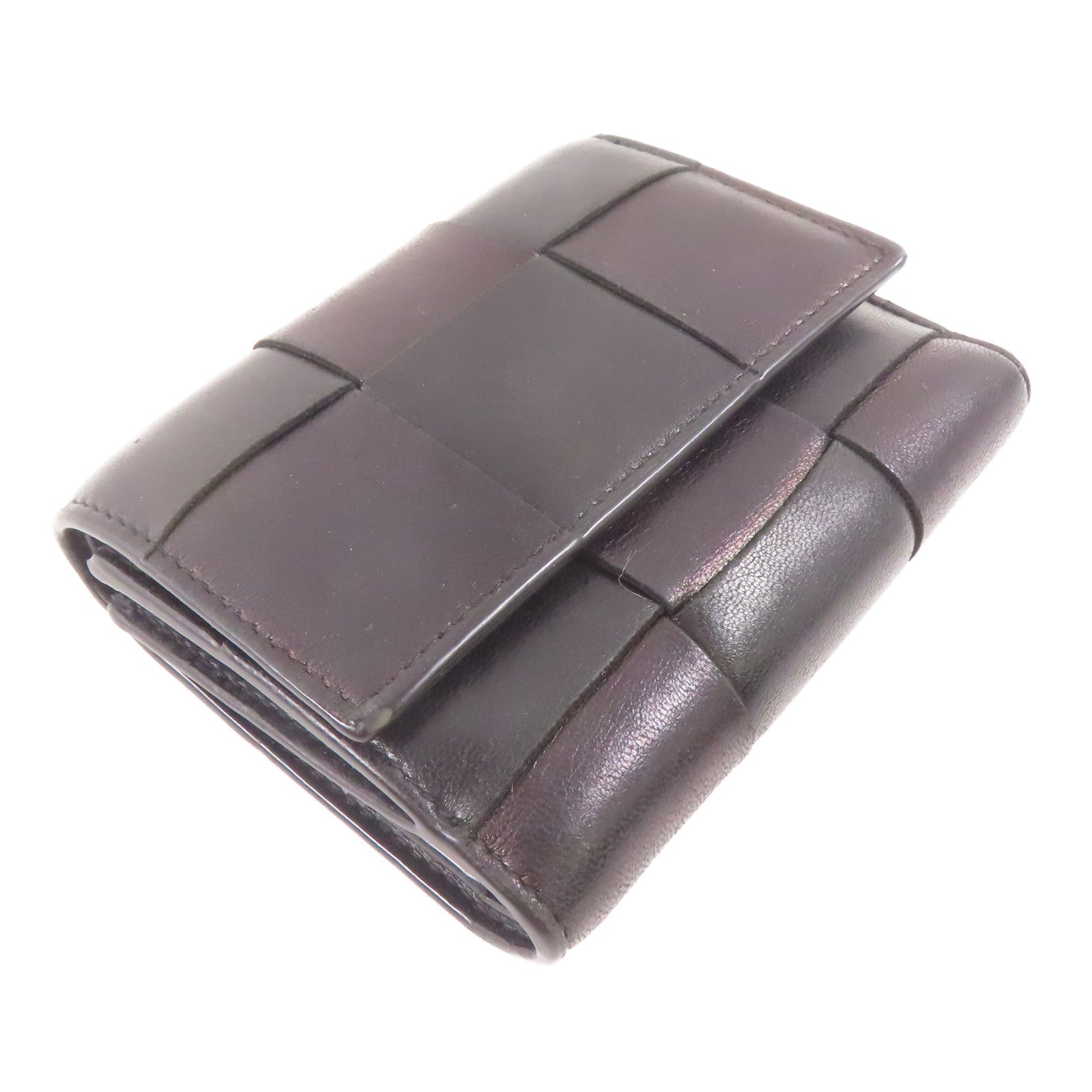 BOTTEGA VENETA 羊皮皮革Fold Wallet金扣錢包黑色/啡色