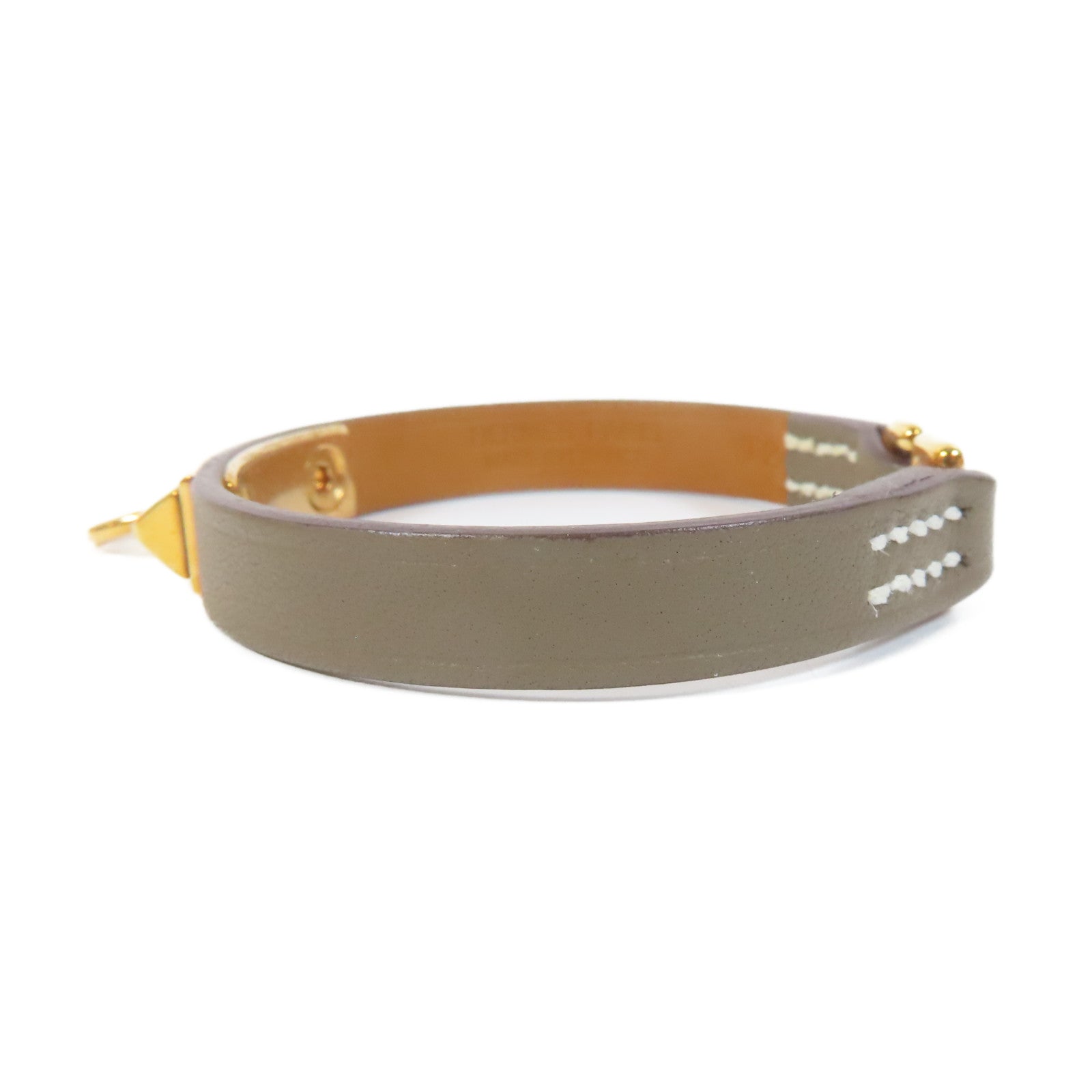 HERMES Swift皮革Rivale Mini Bracelet手鐲Etoupe/灰色