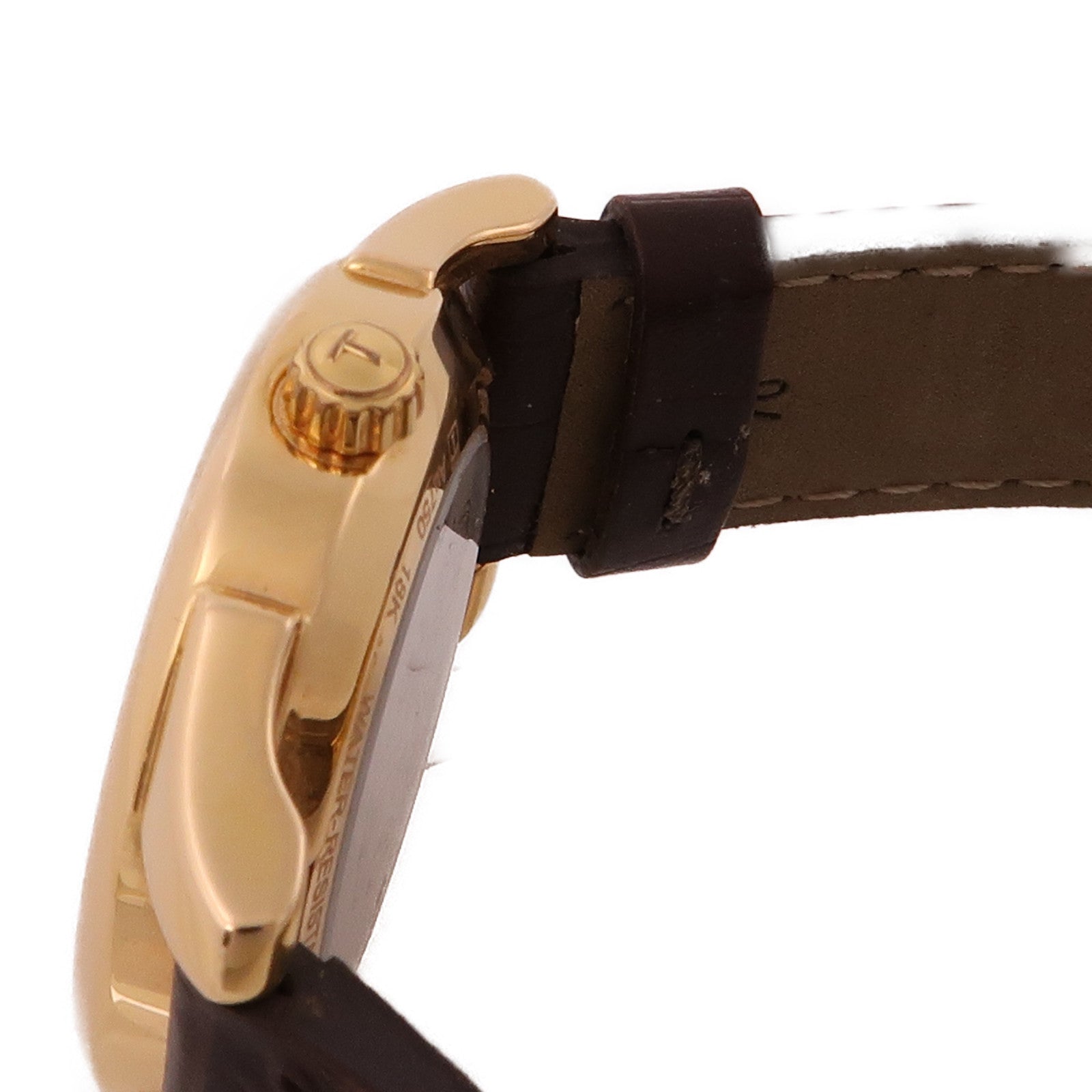 TISSOT Vintage 18K玫瑰金/皮革帶手錶石英機芯銀色