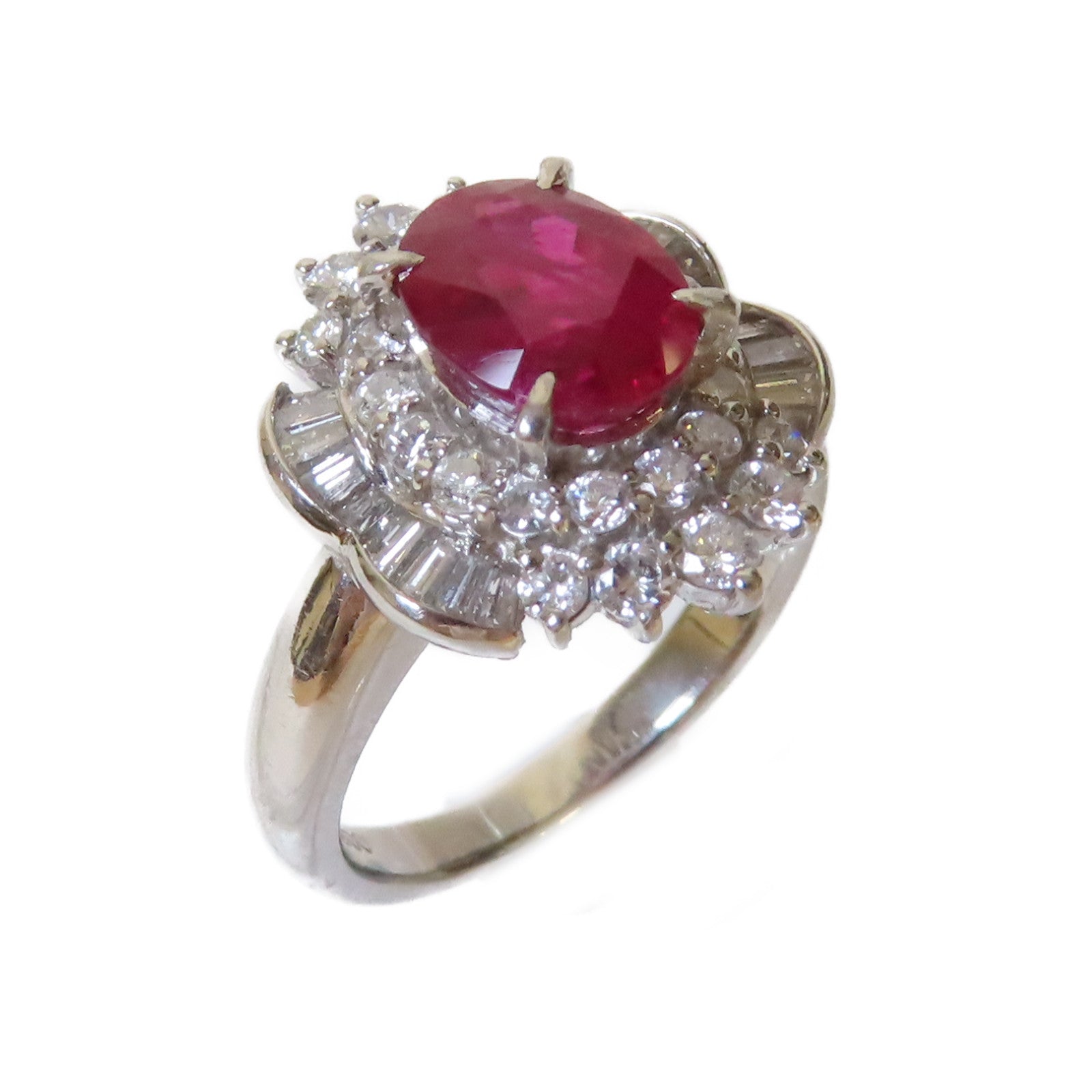 JEWELRY 【激減優惠】PT900鉑金/2.13ct紅寶石/0.84ct鑽石Ruby Ring戒指US#5.5