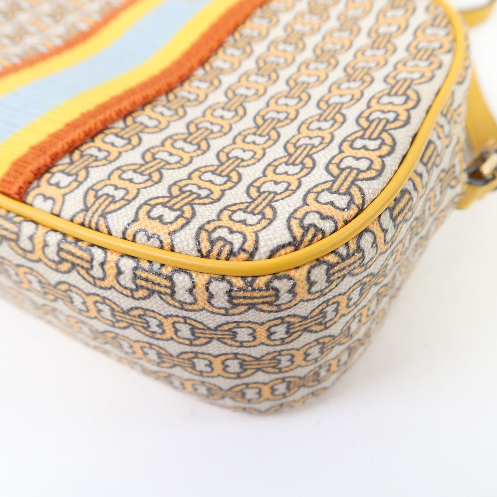 Tory Burch 帆布Camera Bag金扣肩背袋黃色