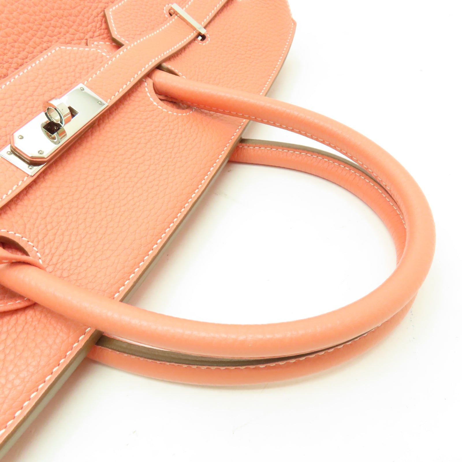 HERMES 【清倉大減價】Taurillon Clemence皮革Birkin 40銀扣手挽袋龍蝦粉色