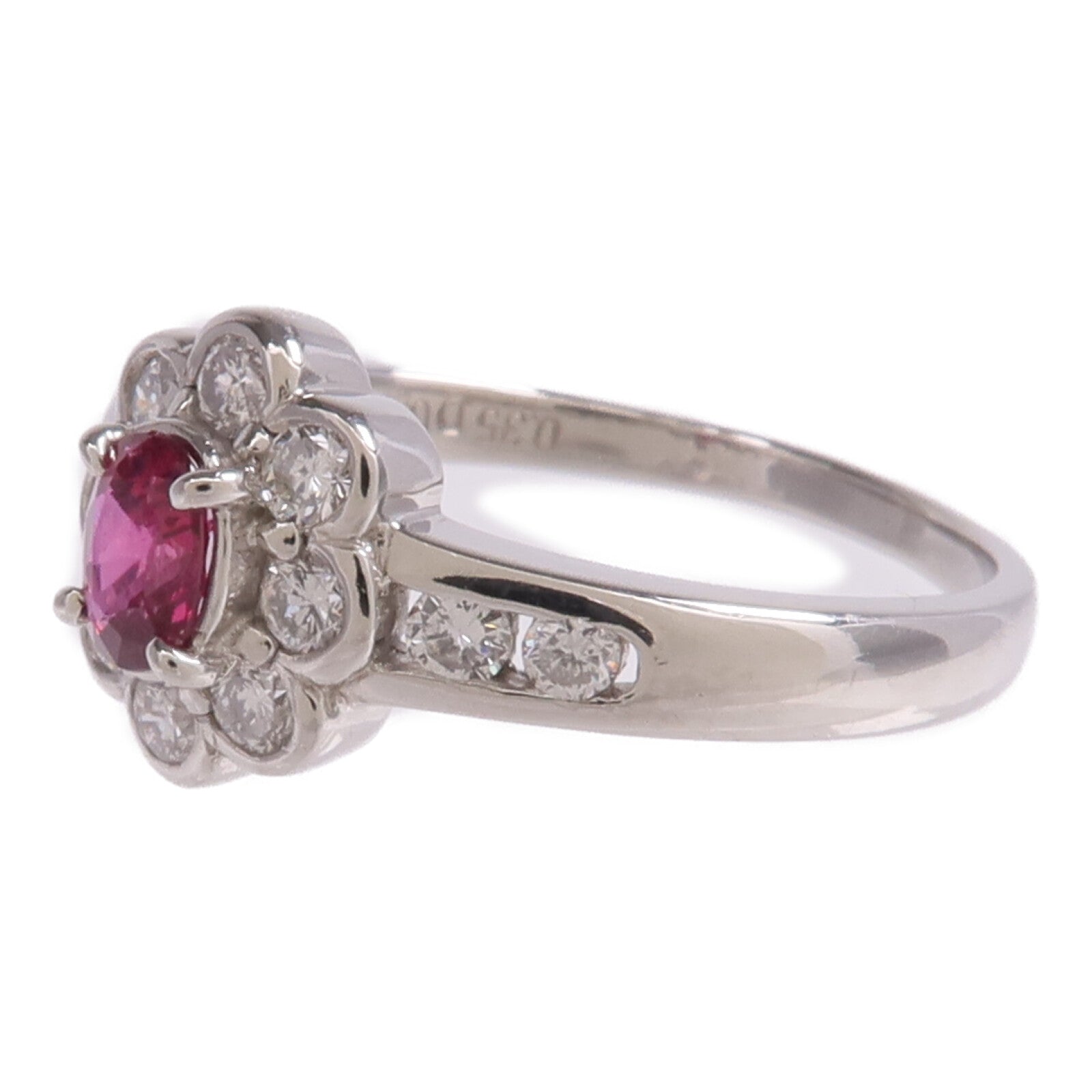 JEWELRY 【激減優惠】PT900鉑金Ruby Diamond Ring紅寶石/鑽石戒指US#7.25