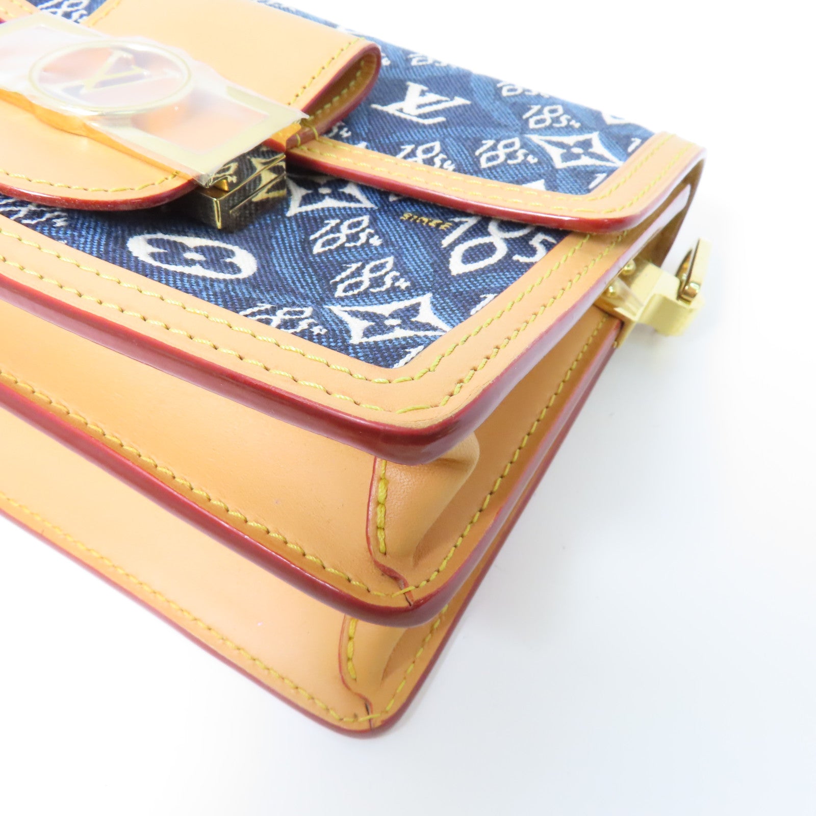 LOUIS VUITTON Monogram Jacquard Since 1854 Dauphine Mini金扣肩背袋藍色/啡色