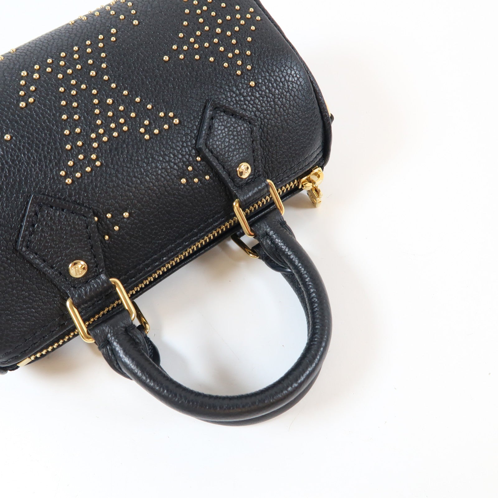 LOUIS VUITTON Monogram Empreinte Nano Speedy金扣手挽肩背兩用袋黑色
