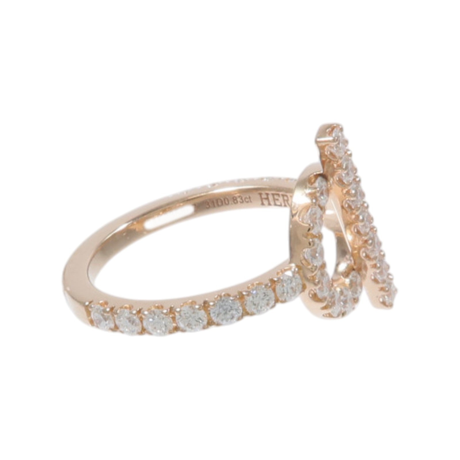 HERMES 18K玫瑰金Finesse Ring鑽石戒指