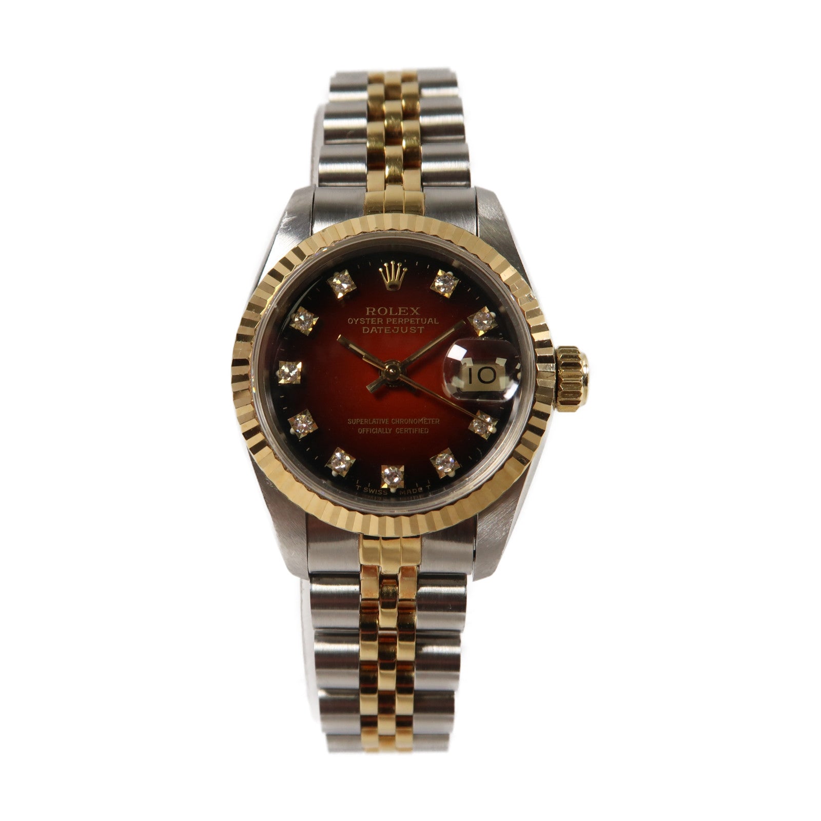 ROLEX 【激減優惠】Datejust 26mm 18K黃金/不鏽鋼自動機芯手錶紅色