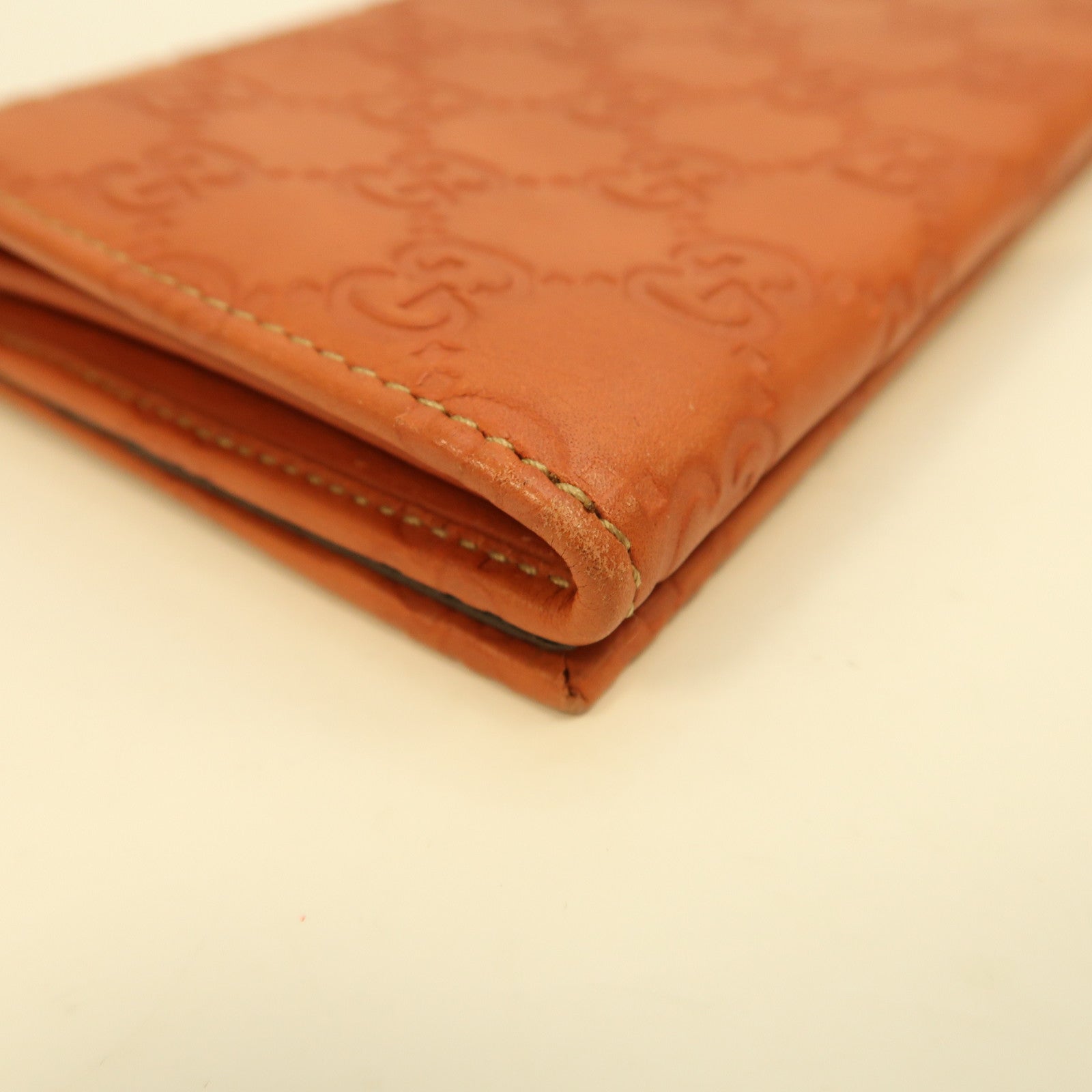 GUCCI 牛皮皮革Long Wallet金扣長錢包橙色