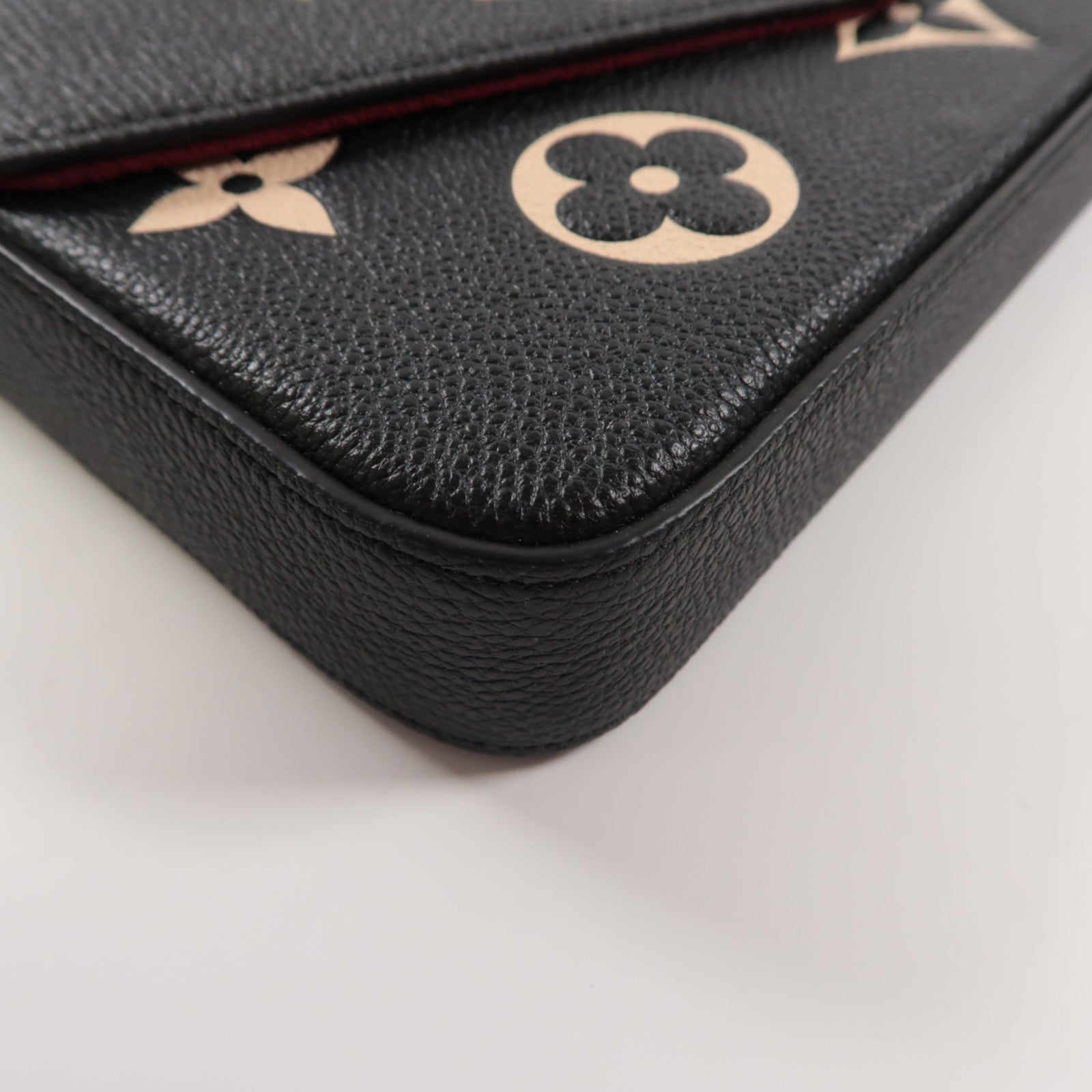 LOUIS VUITTON Monogram Empreinte Felicie Pochette鏈帶肩背袋黑色/米色