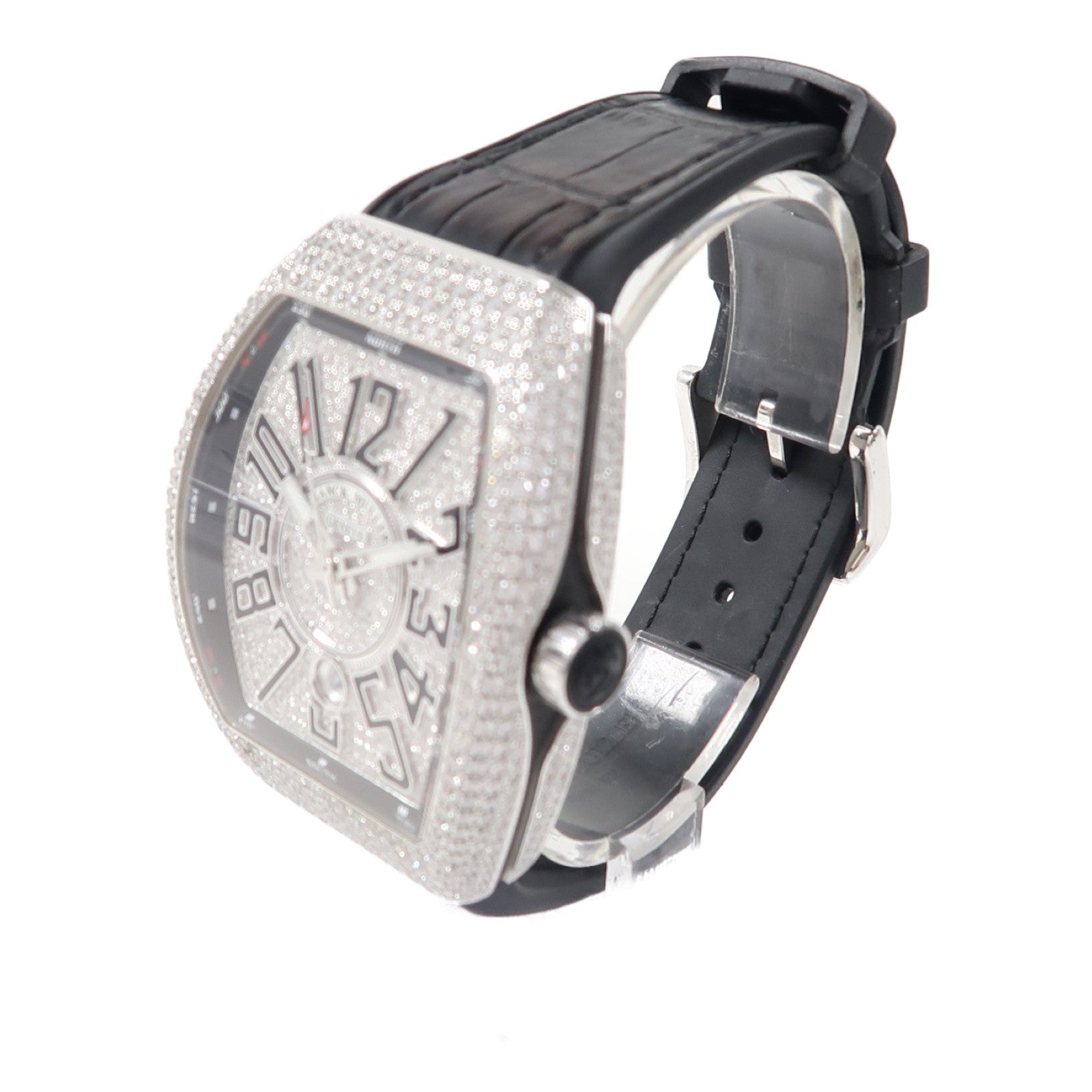 FRANCK MULLER Vanguard Diamond 18K白金/橡膠帶手錶自動機芯銀色