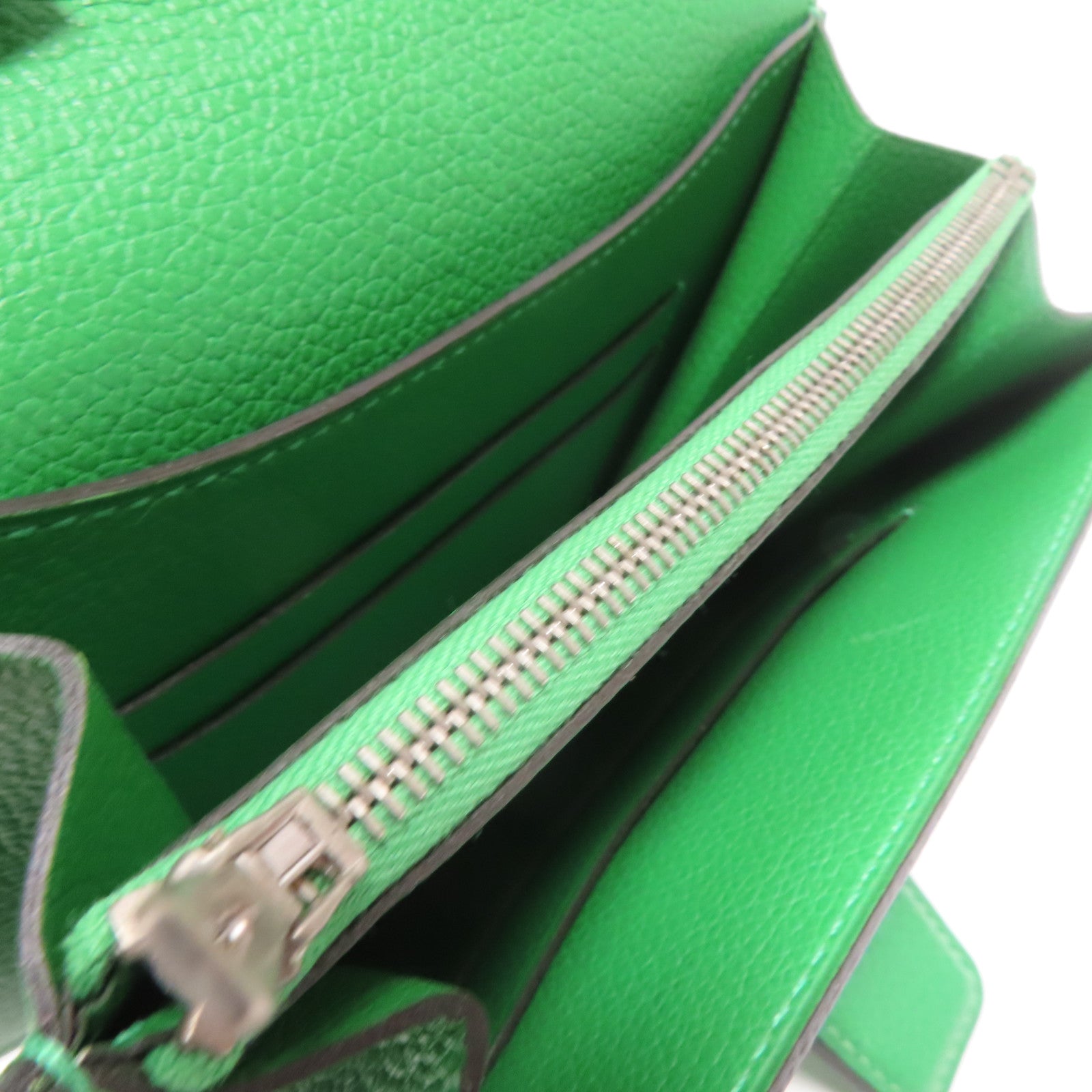 HERMES 【激減優惠】Evercolor皮革Mini Convoyeur銀扣肩背袋竹子綠色