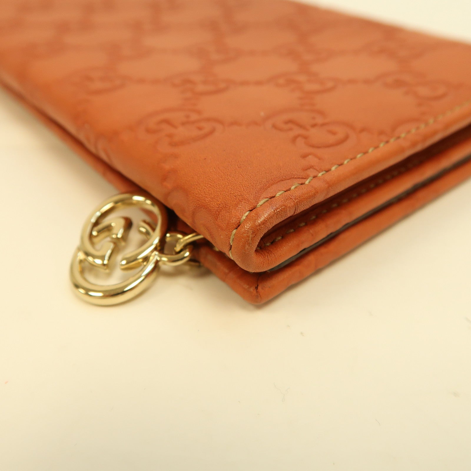 GUCCI 牛皮皮革Long Wallet金扣長錢包橙色