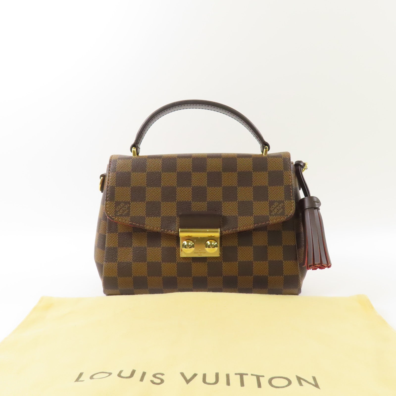 LOUIS VUITTON Damier Croisette金扣手挽袋